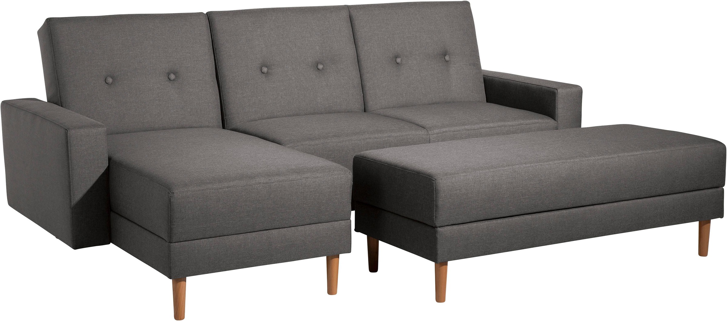 Max Winzer® Ecksofa »Just Chill«, Schlafsofa mit Recamiere, Rückenverstellung, inklusive Stauraumhocker