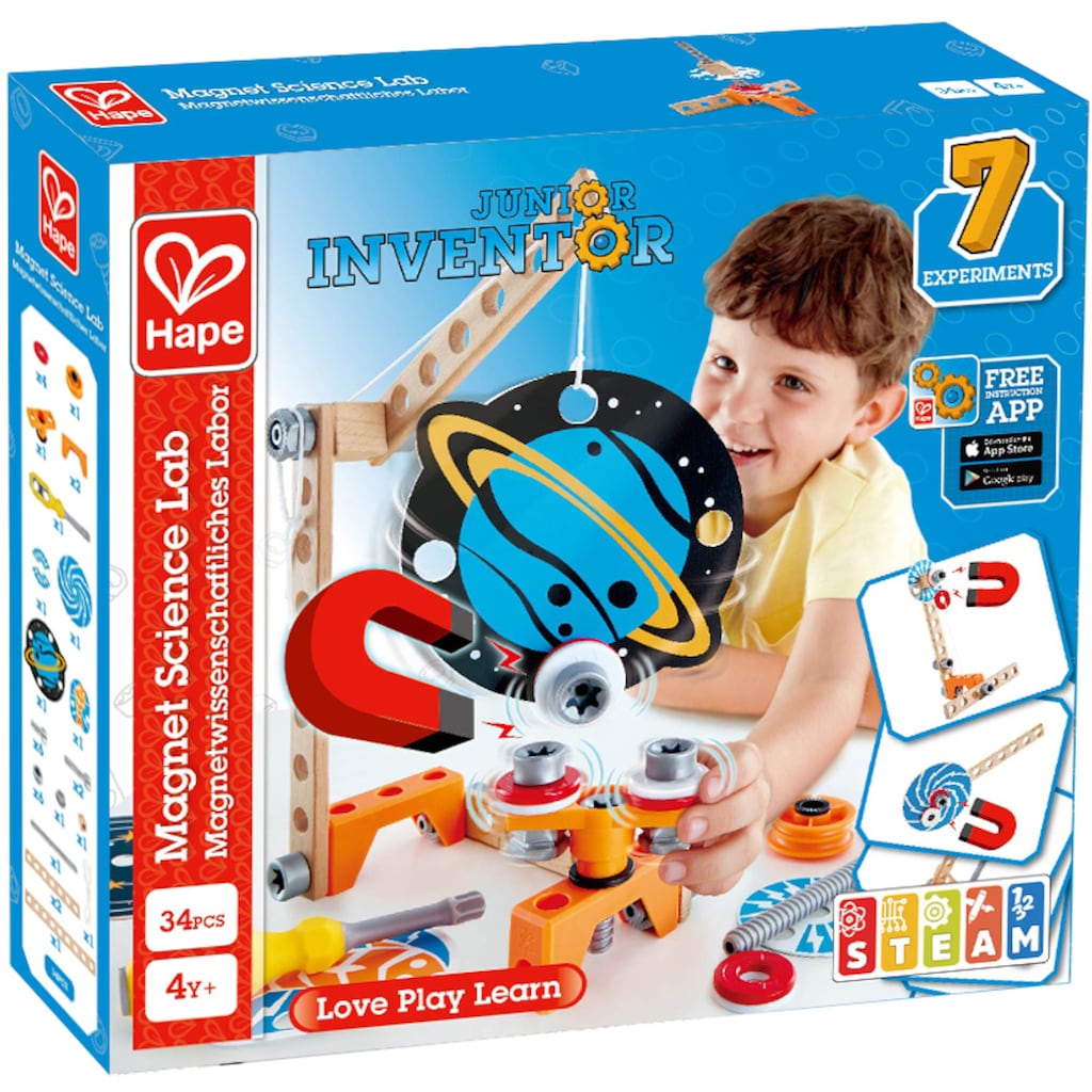 Hape Konstruktions-Spielset »Junior Inventor Magnetwissenschaftliches Labor«, (34 St.)