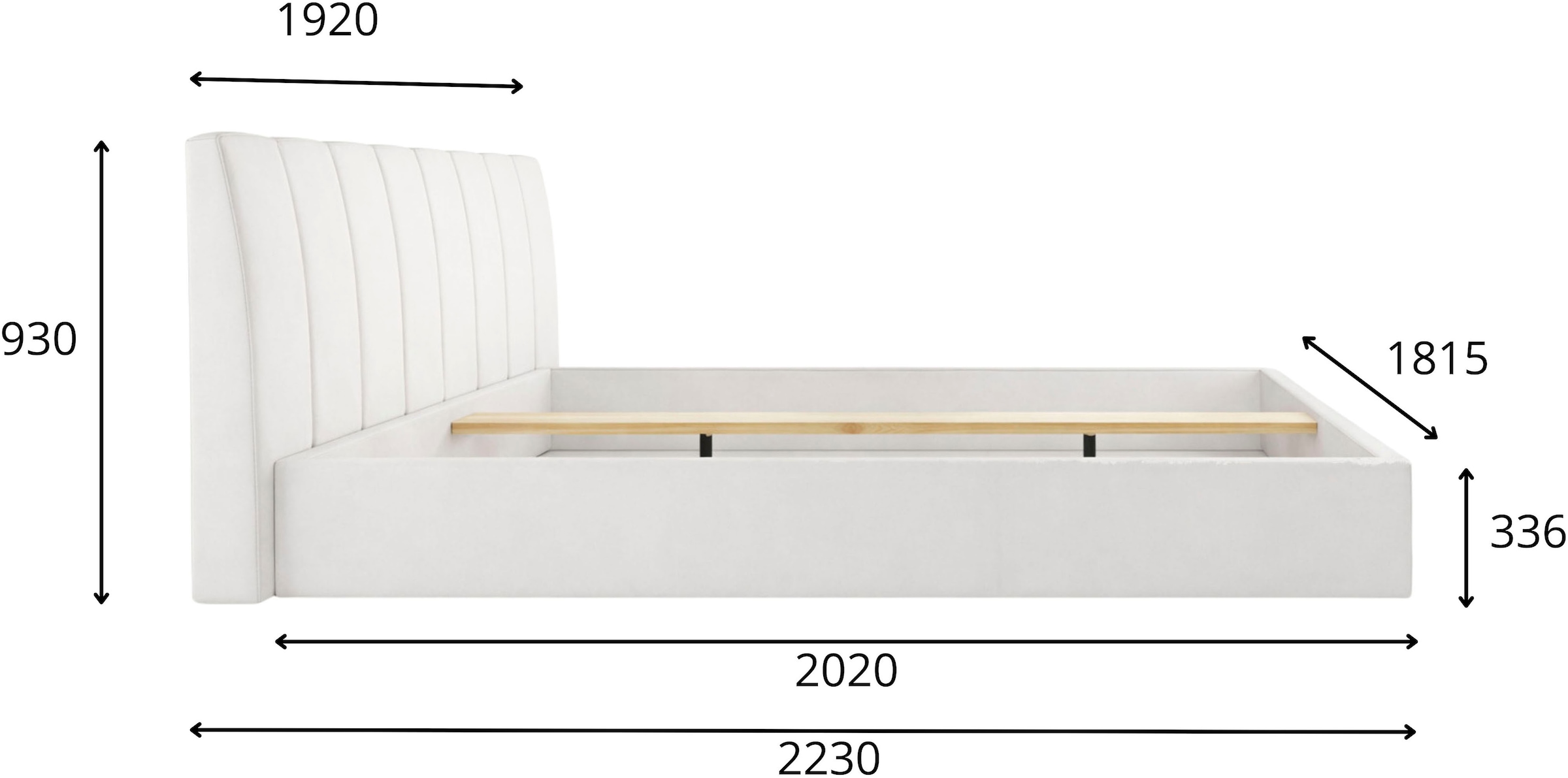 Home affaire Bett »MALISSA Bettgestell mit gepolstertem Kopfteil mit/ohne Stauraum« Bettgestell, Schlaffläche 180x200 cm, Maße B/T/H: 186,6/223/100 cm