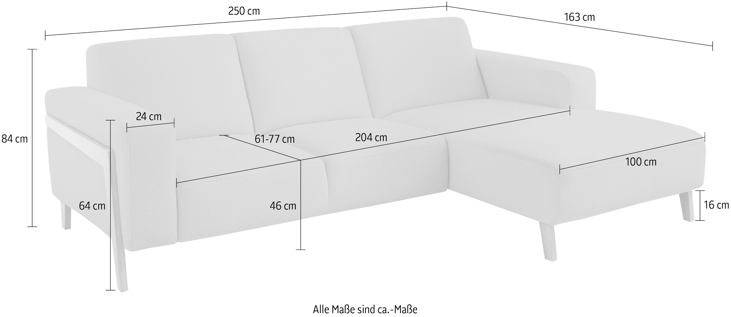 exxpo - sofa fashion Ecksofa »Starr Scandic Design, tolle Verarbeitung, bequem, Sichtholz am Armteil«, L-Form, wahlw. elektrische Sitztiefenverstellung, Massivholzfüße