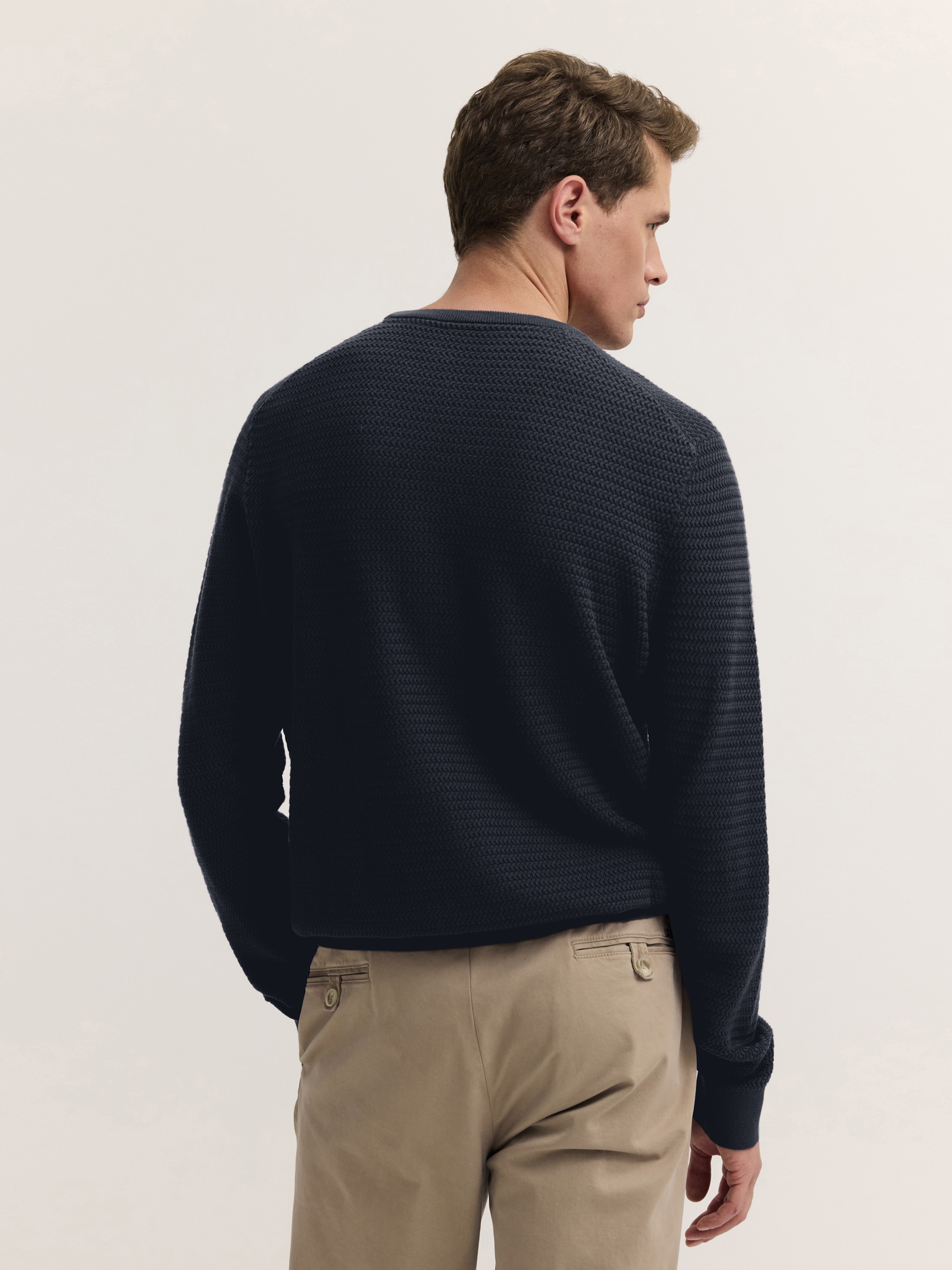 bugatti Rundhalspullover »Regular Fit« Regular Fit Baumwolle Rundhals Struktur