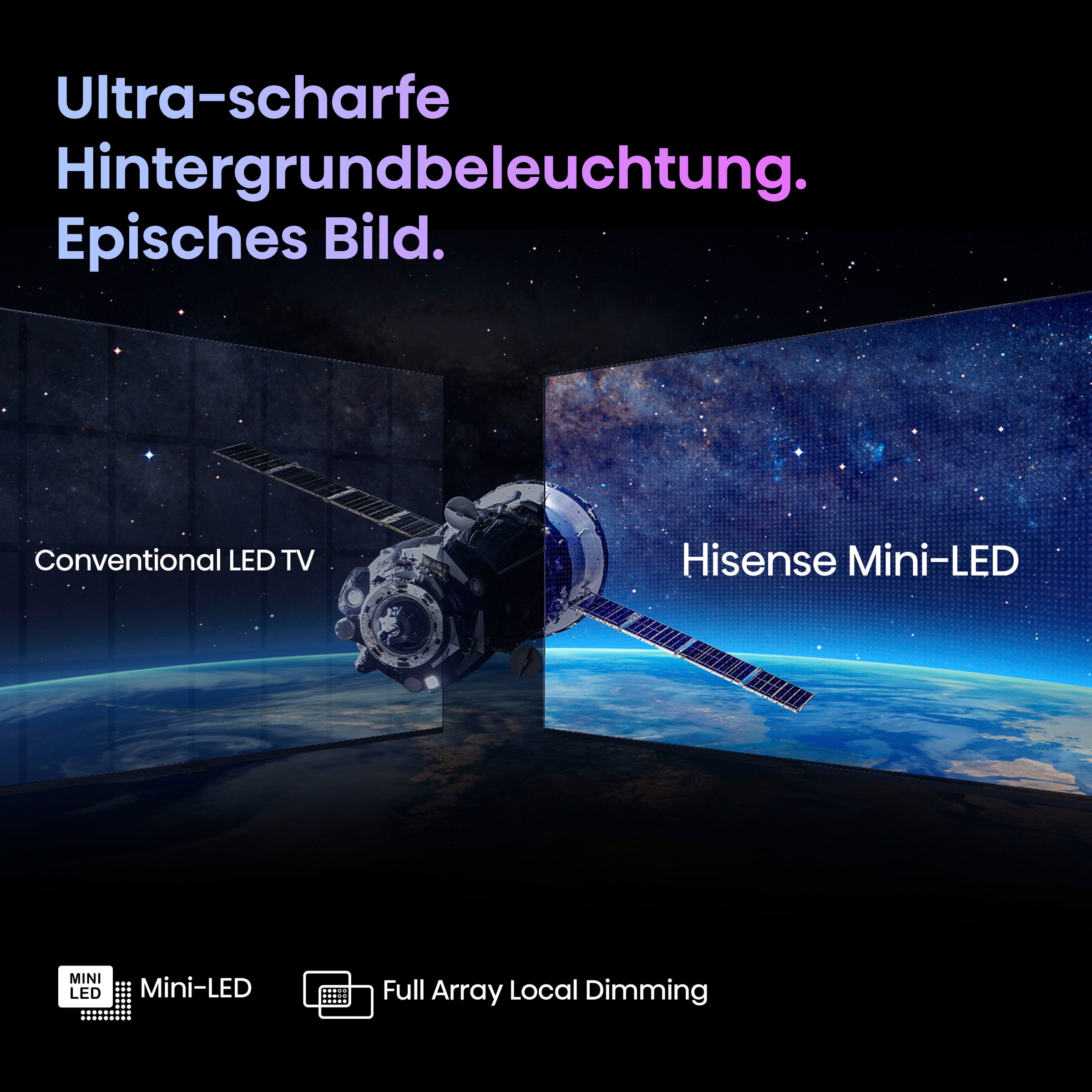 Hisense Mini-LED-Fernseher »100U7KQ«, 4K Ultra HD, Smart-TV, 4K UHD