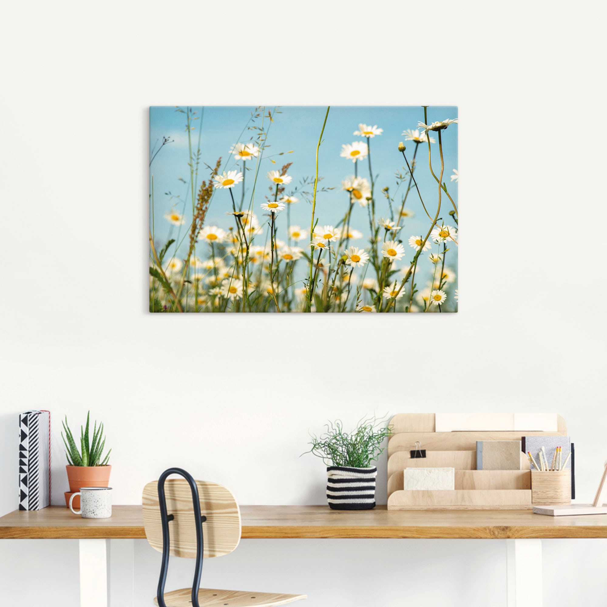 Artland Wandbild »Margeriten vor Sommer Himmel«, Blumenbilder, (1 St.), als Leinwandbild, Wandaufkleber in verschied. Größen