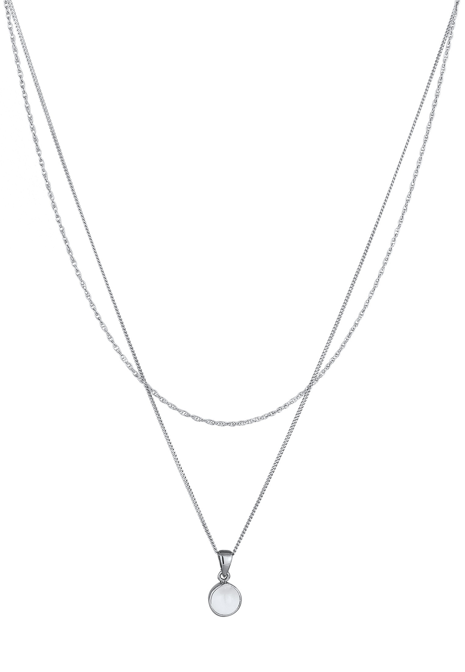 Elli Silberkette »Halskette Layer Solitär Mondstein Weiß 925 Sterling Silber«