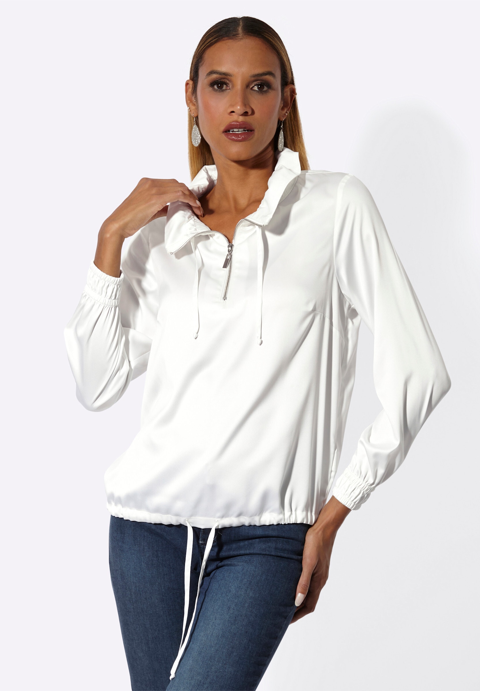 creation L Schlupfbluse »Satin-Bluse Blusenjacke«