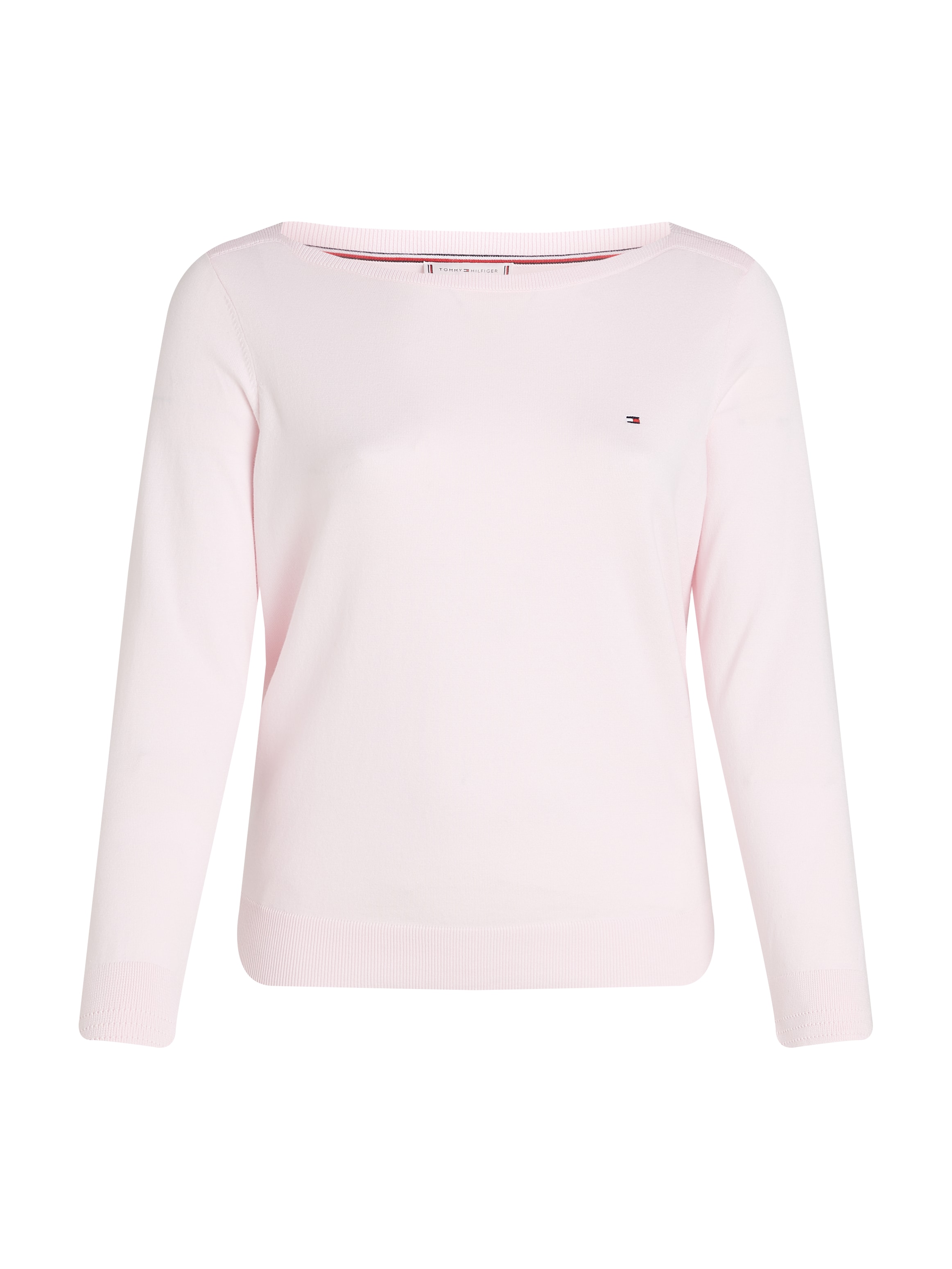 Tommy Hilfiger Curve Strickpullover »CRV CO JERSEY STITCH LS B-NK SWT«, in Großen Größen, Logostickerei