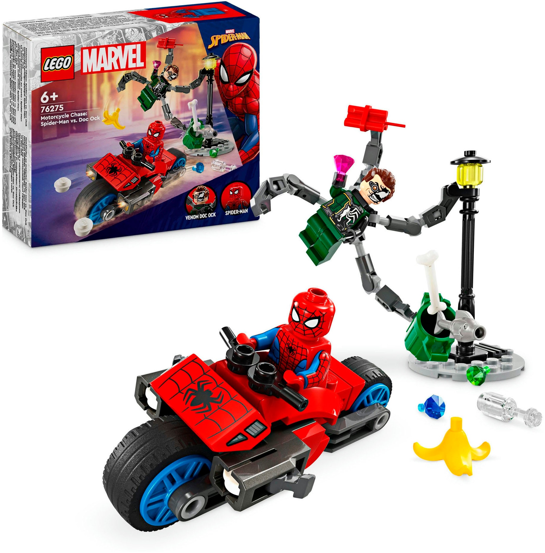 LEGO® Konstruktionsspielsteine »Motorrad-Verfolgungsjagd: Spider-Man vs. Doc Ock (76275)«, (77 St.), LEGO Super Heroes; Made in Europe