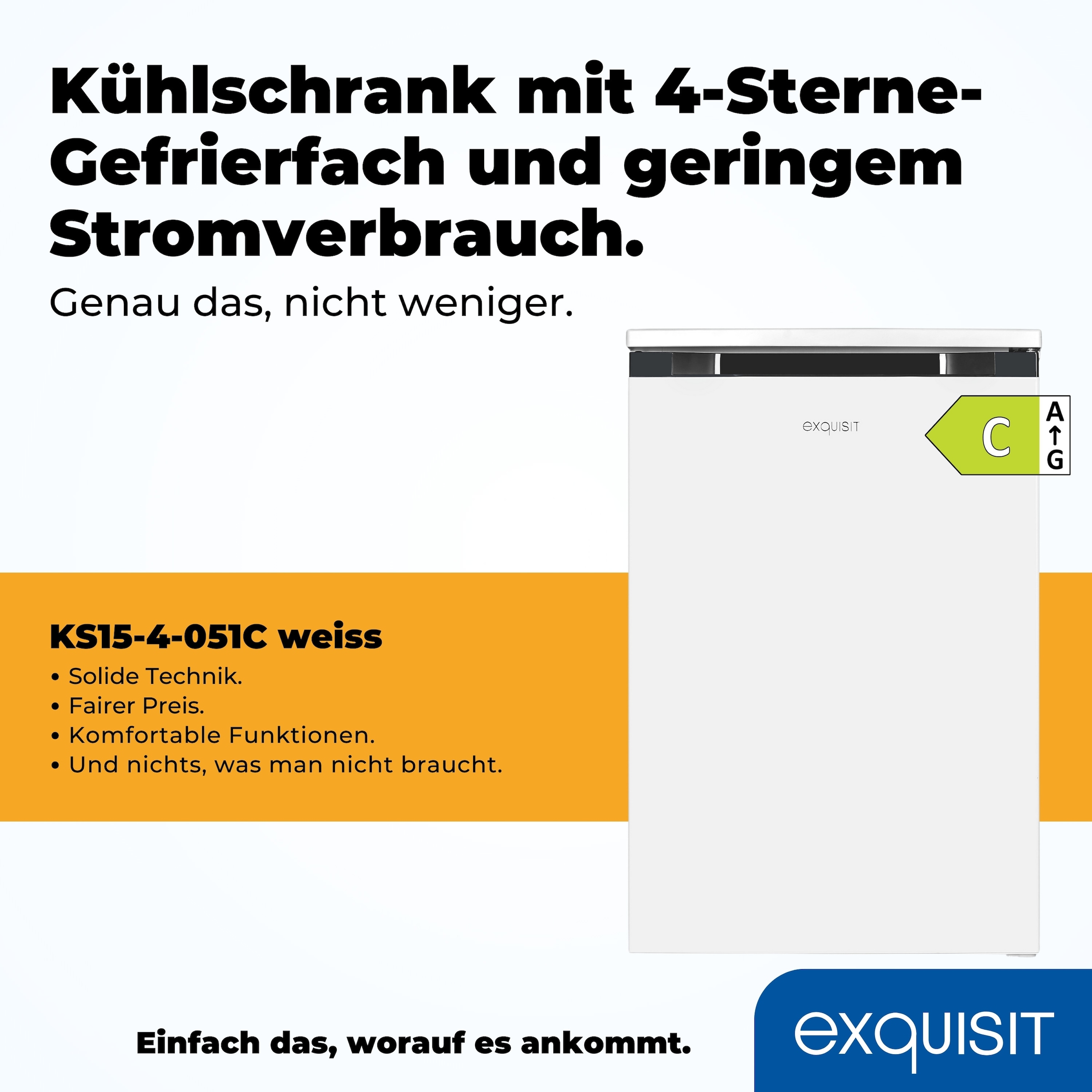 exquisit Kühlschrank KS15-4-051C weiss »KS15-4-051C weiss« 84,5 cm hoch 54,9 cm breit Flexibel & geräumig: 107 L Mini-Kühlschrank mit 4-Sterne Gefrierfach