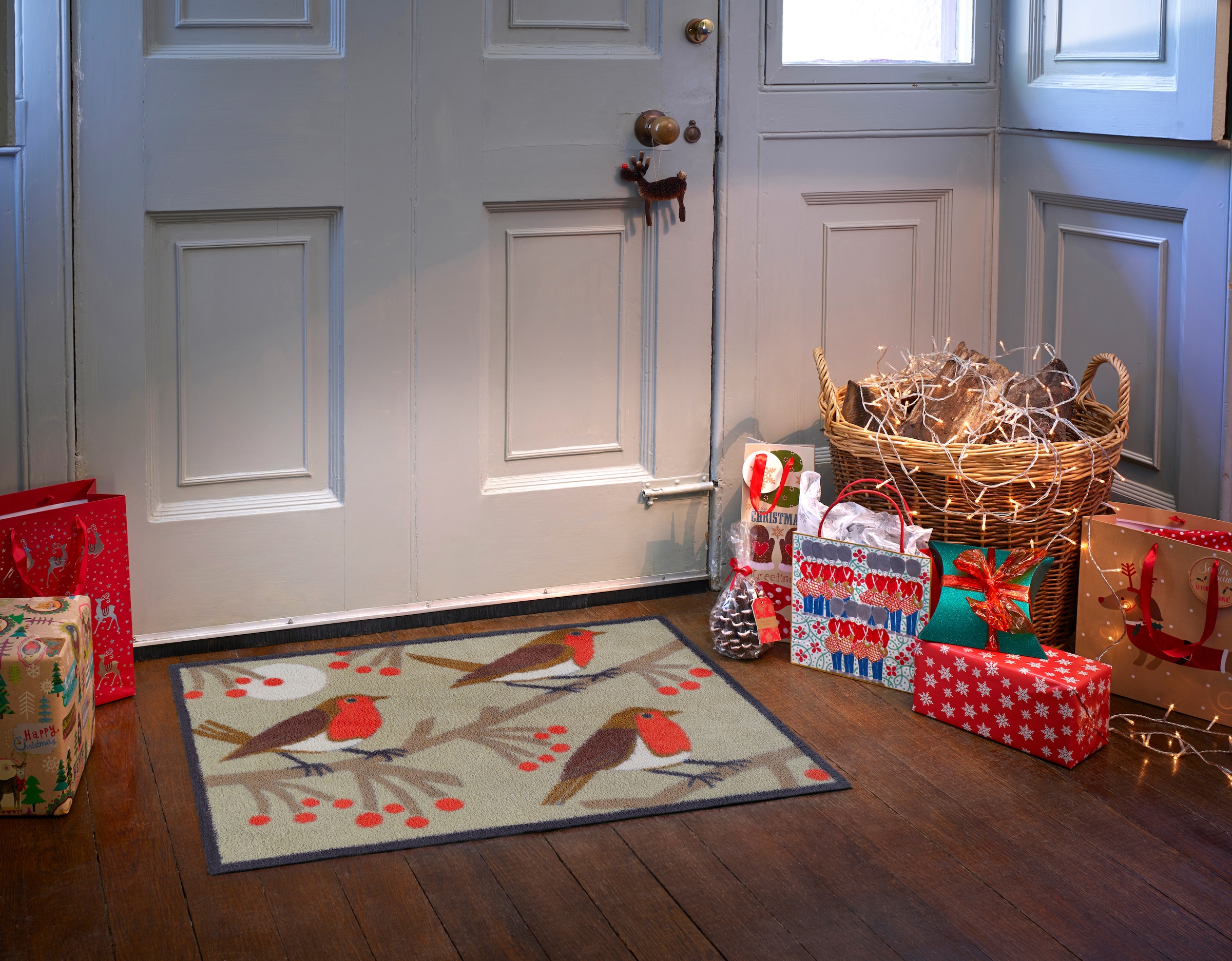 Turtle Mat Fußmatte »Red Robins« rechteckig 9 mm Höhe waschbar und trocknergeeignet