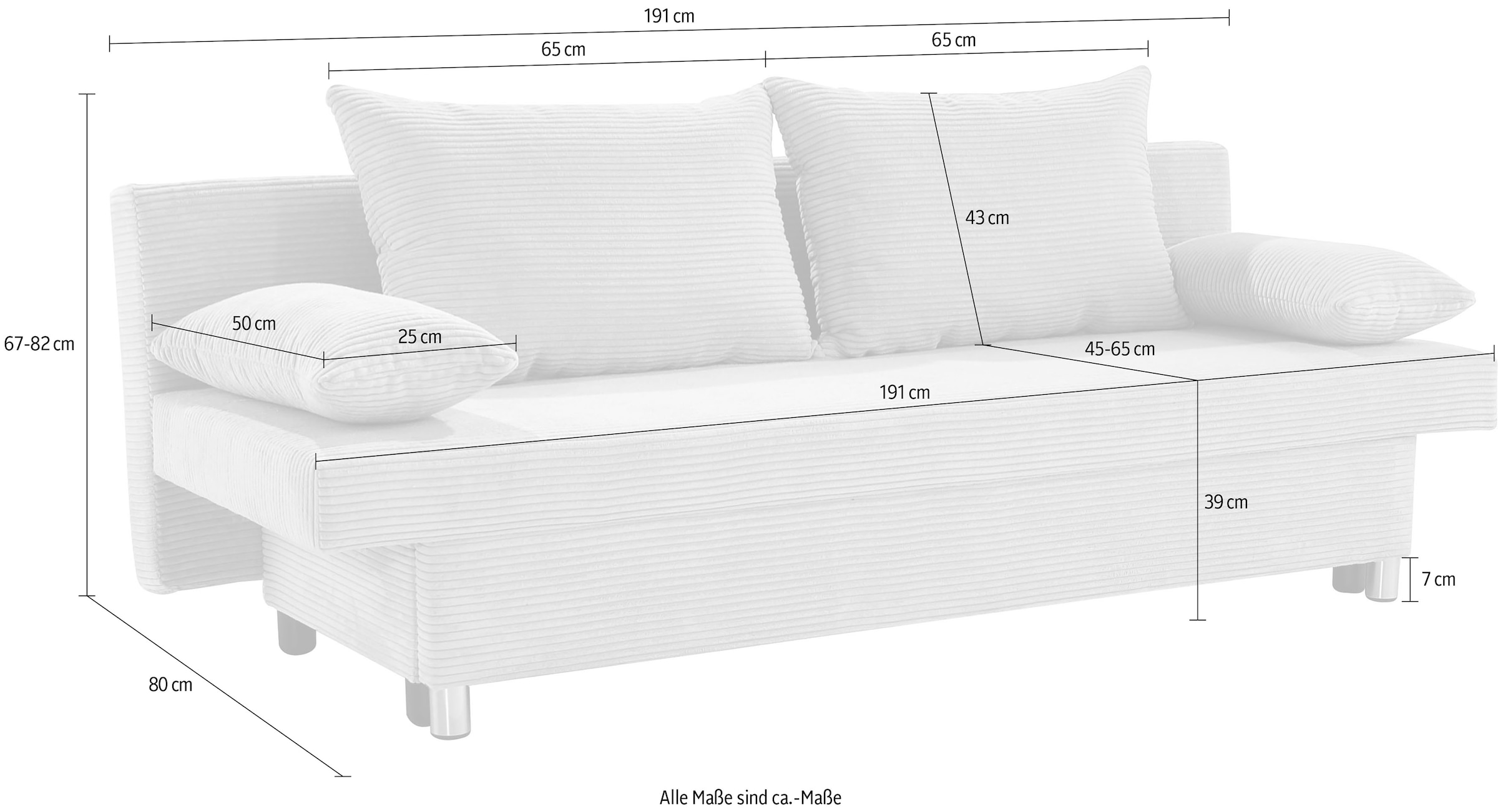 Jockenhöfer Gruppe Schlafsofa »B: 191 cm, Liegefl. 120x191 cm« mit Bettfunktion & Bettkasten