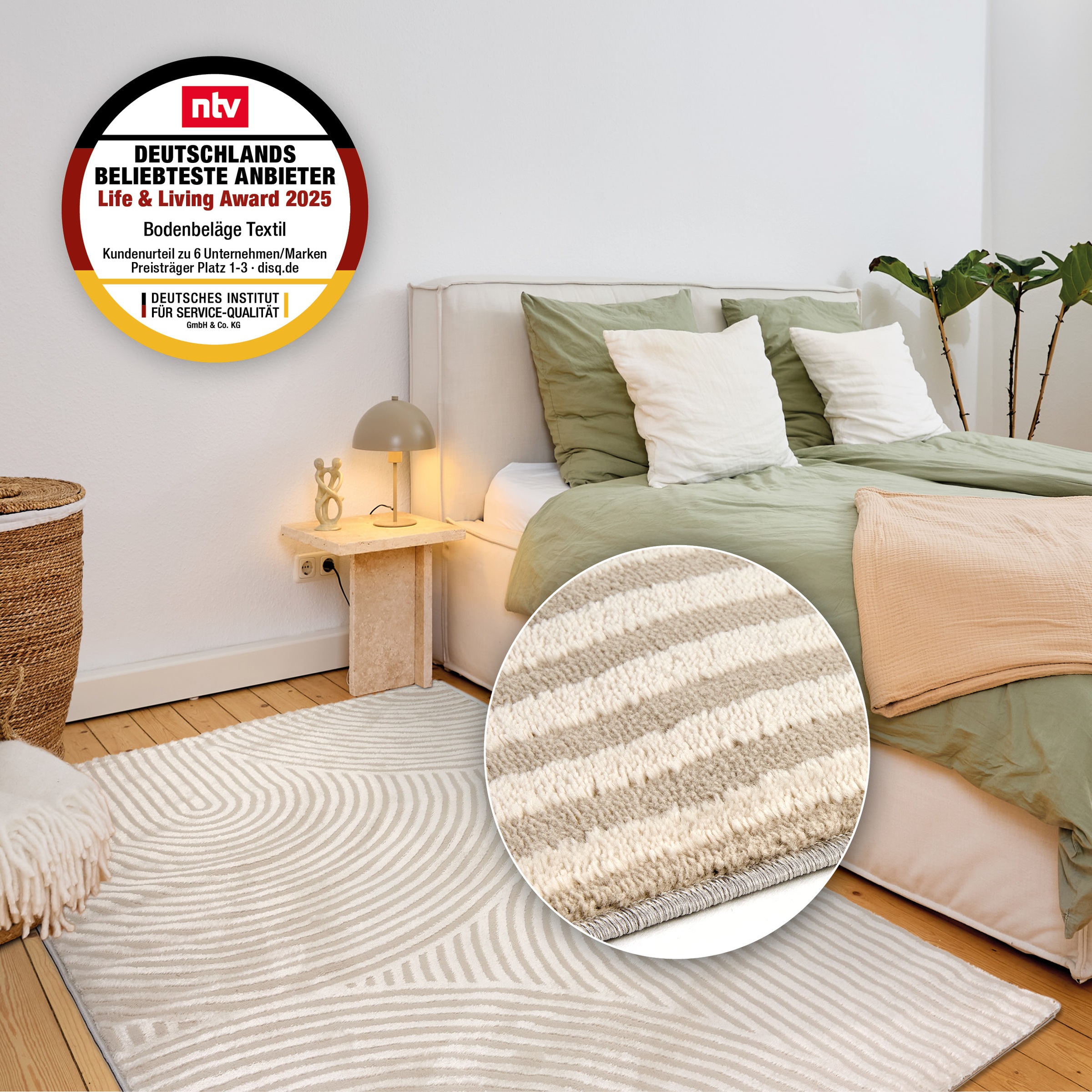 ASTRA Teppich »Jules 253« rechteckig 8 mm Höhe Hoch Tief Struktur, Kurzflor, Wohnzimmer, Schlafzimmer