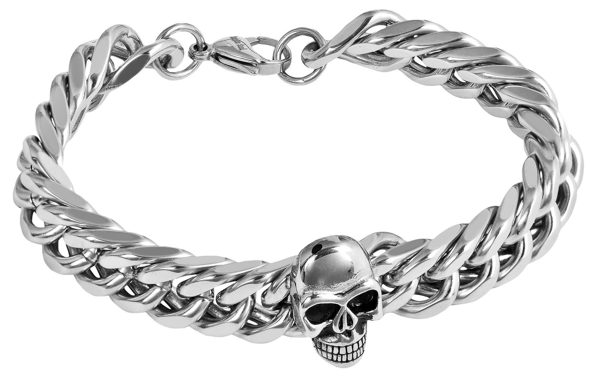 Adelia´s Panzerarmband »Unisex Armband ¿ Panzerarmband Totenkopf aus Edelstahl 22 cm«
