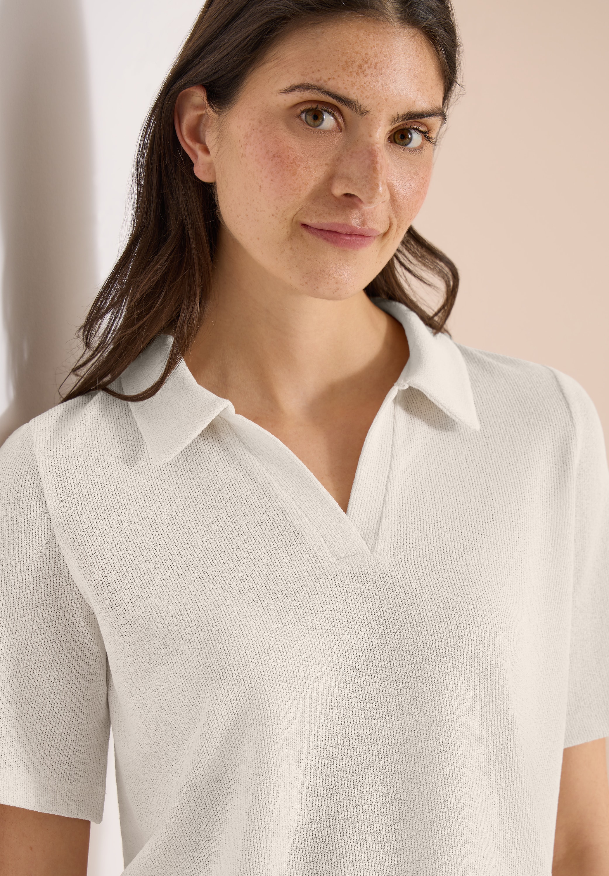 Cecil Poloshirt Strick-Look Shirt in Unifarben