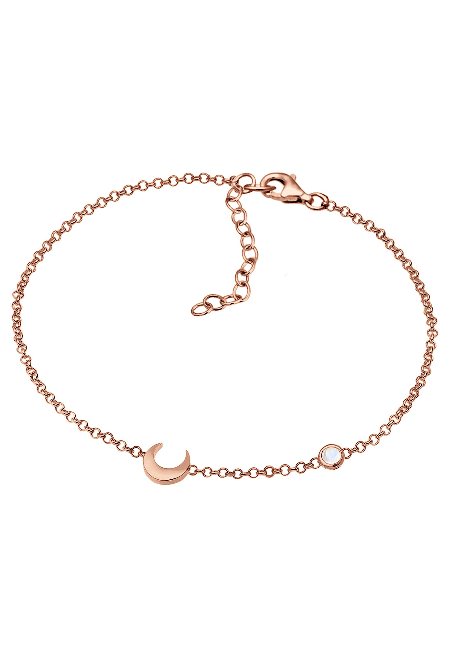 Elli Armkette »Armband Halbmond und Mondstein 925 Silber vergoldet«