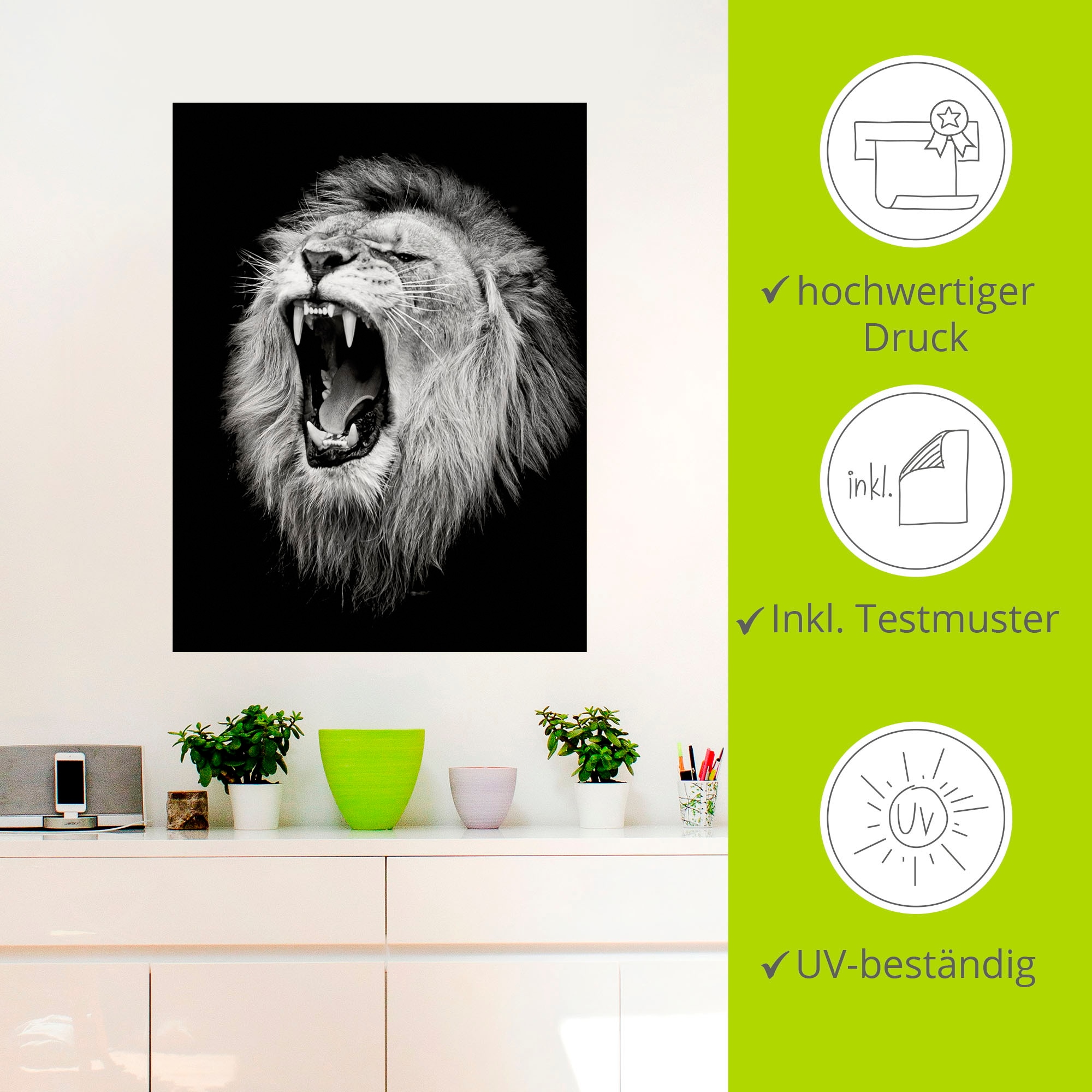 Artland Wandbild »Der Löwe«, Wildtiere, (1 St.), als Alubild, Outdoorbild, Leinwandbild, Poster, Wandaufkleber