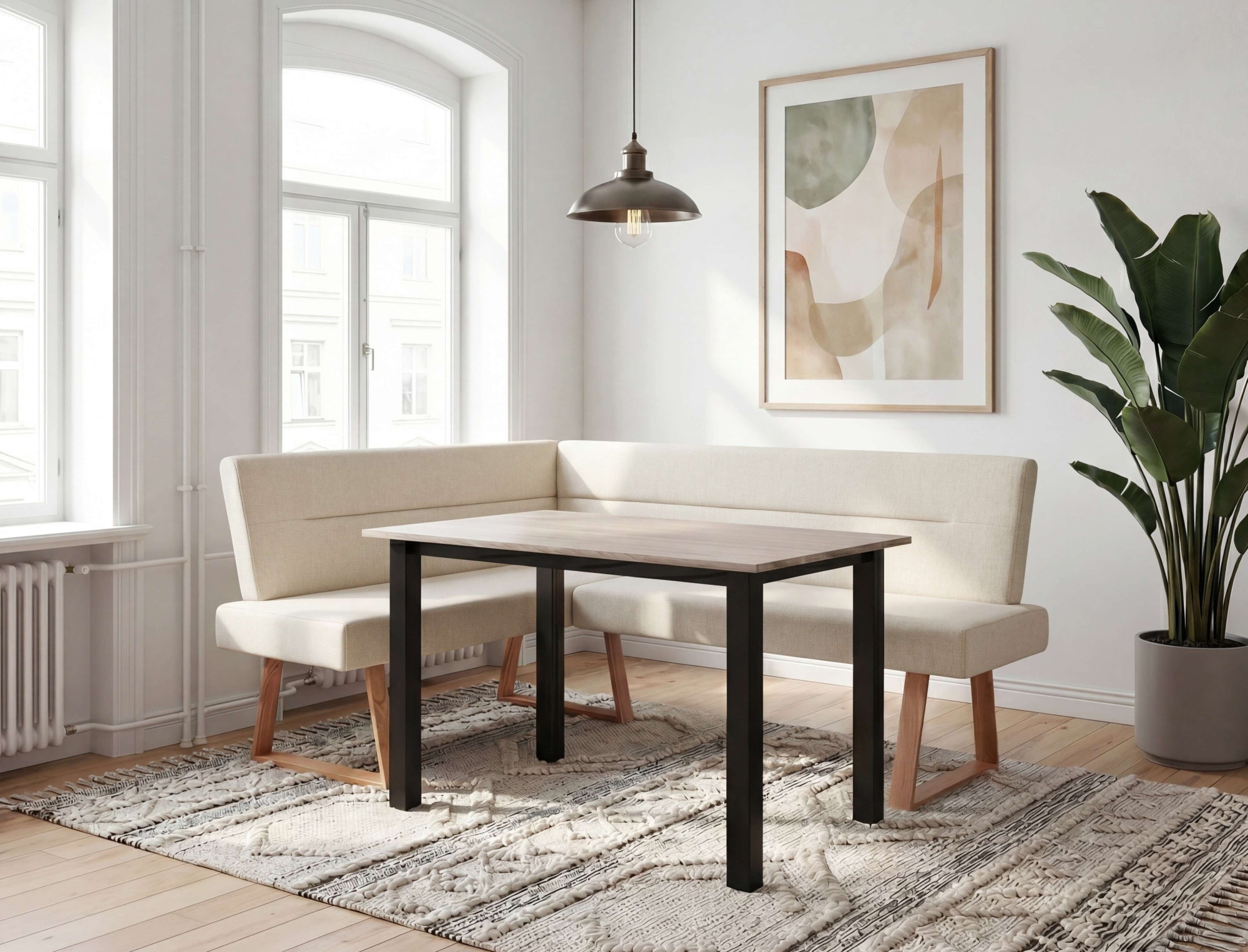 OTTO home Eckbank »Emilia« Beine aus massiver Eiche, pflegeleichtem Webstoff Bezug, Breite 190 cm