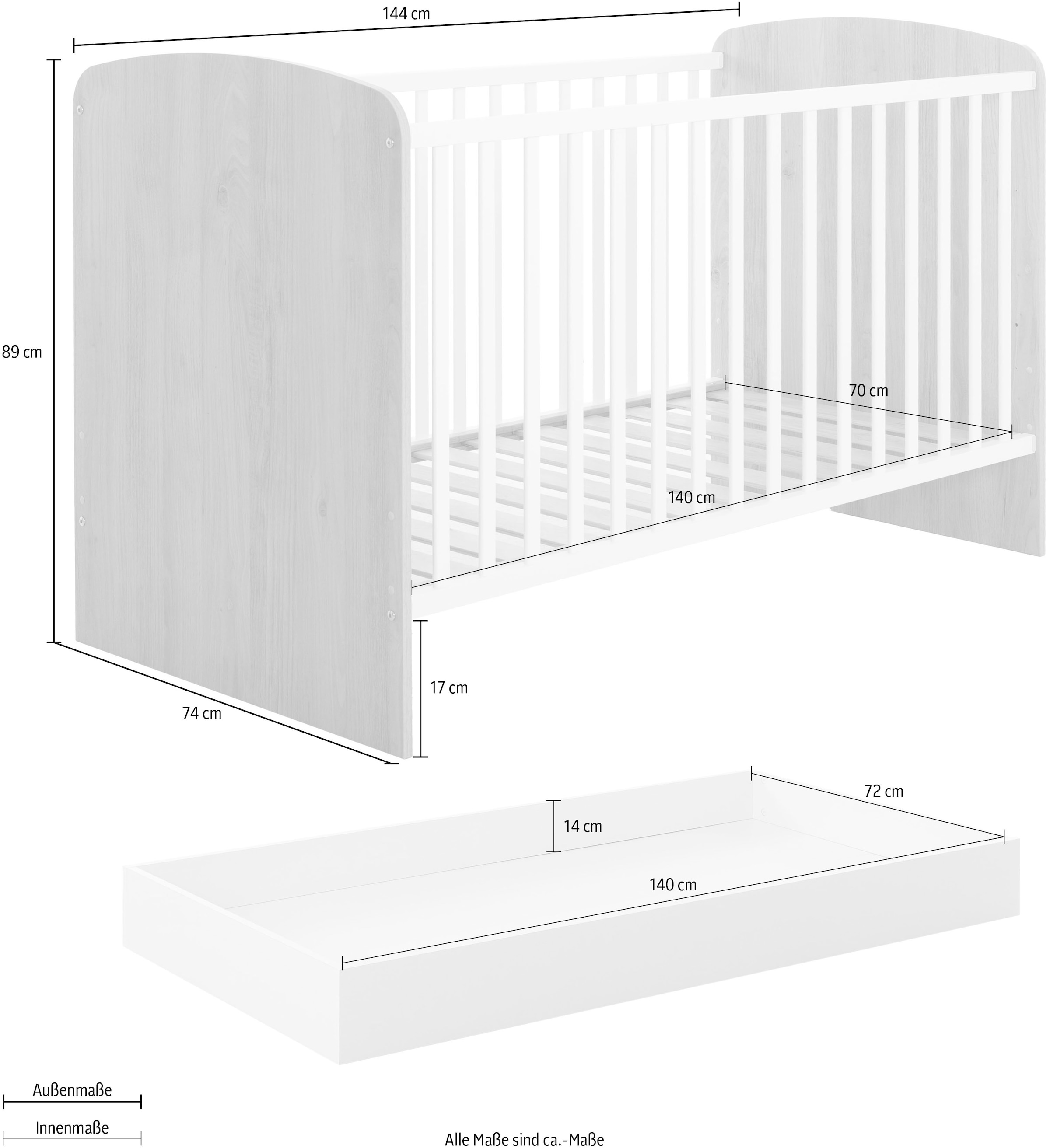 Galipette Babyzimmer-Komplettset »BASILE SET N°3 5 tlg« 5 tlg. tlg. Das Wesentliche zur Aufbewahrung