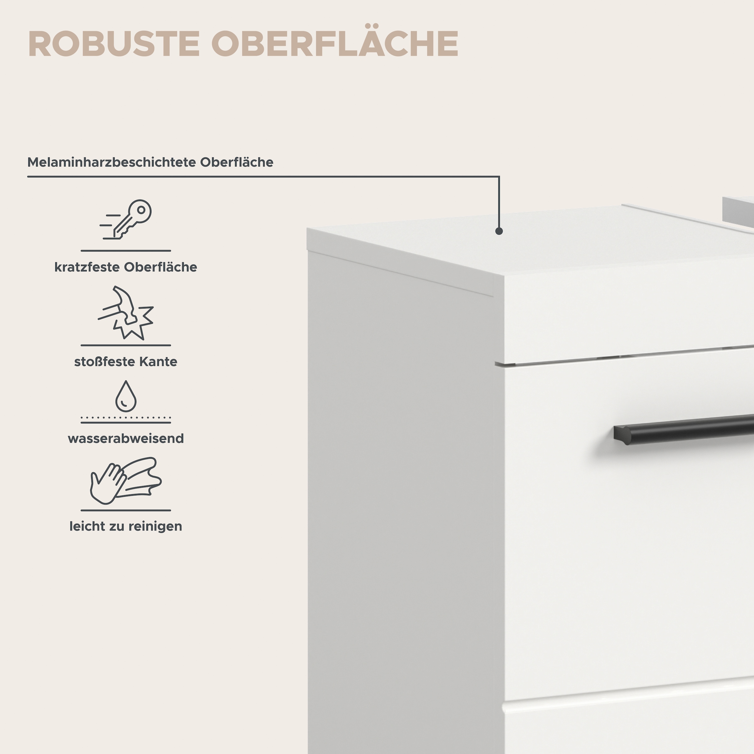 welltime Badmöbel-Set »AVON, Breite 60 cm, 2-teilige moderne Badkombination, auf Rollen« bestehend aus: Waschbeckenunterschrank & Spiegelschrank, 2 Stk. tlg.