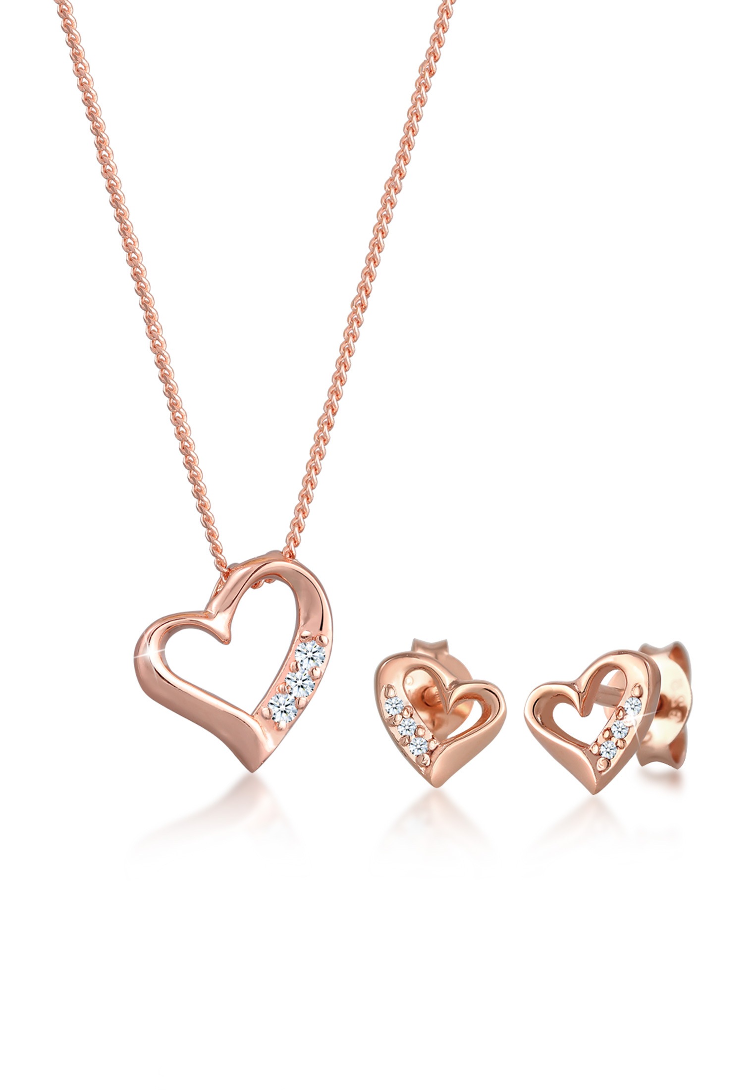 Diamore Schmuckset »Herz Liebe Diamant (0.12 ct.) 925 Silber«