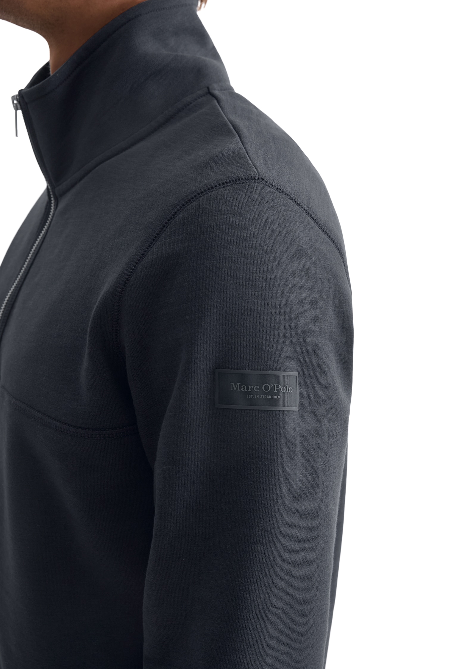 Marc O'Polo Sweatshirt »regular fit aus weicher Bio-Baumwolle«, Troyerkragen mit Reißverschluss
