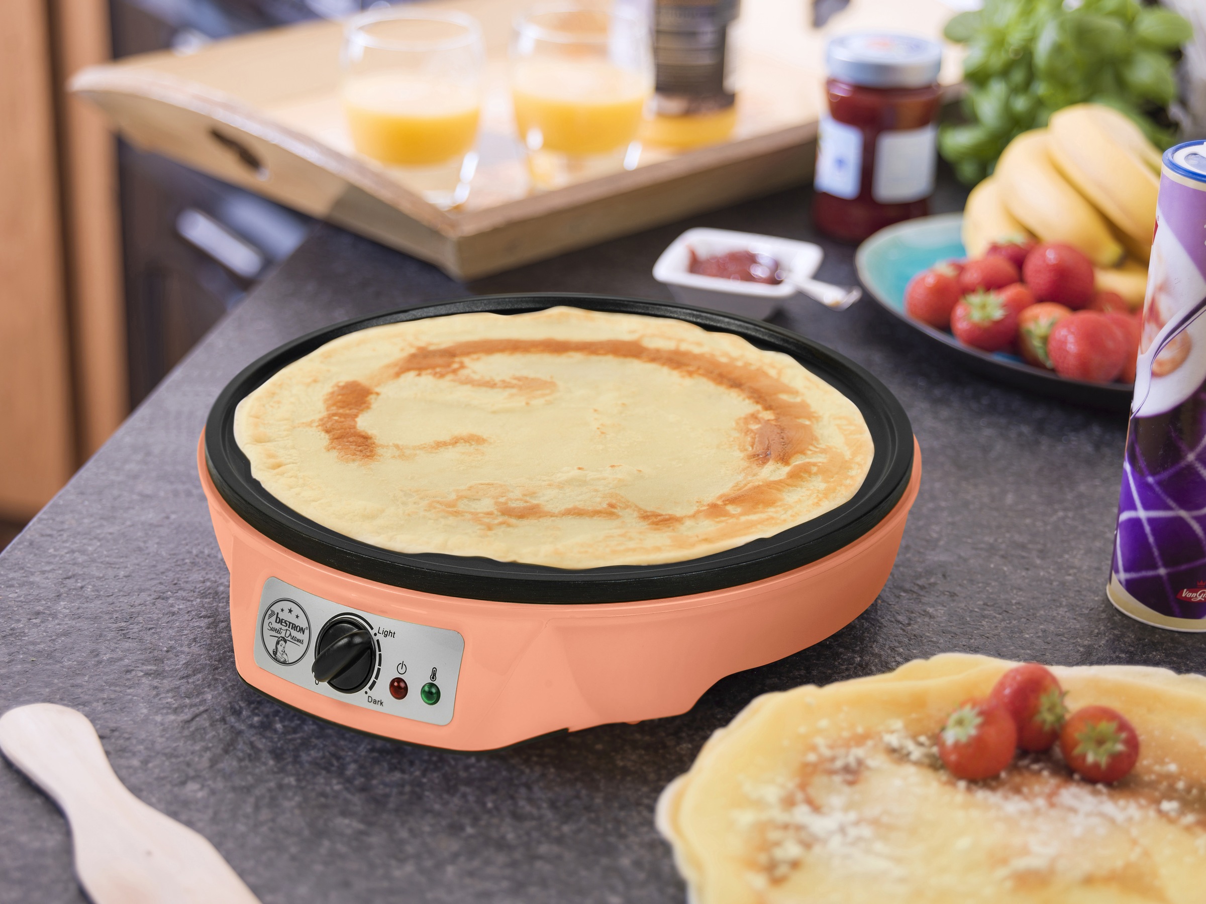 bestron Crêpesmaker »ASW602 im Retro Design, für Crepes mit Ø 30 cm«, 1000 W, Ø 30 cm, inkl. Teigverteiler & Crêpes-Wender, Antihaftbeschichtung