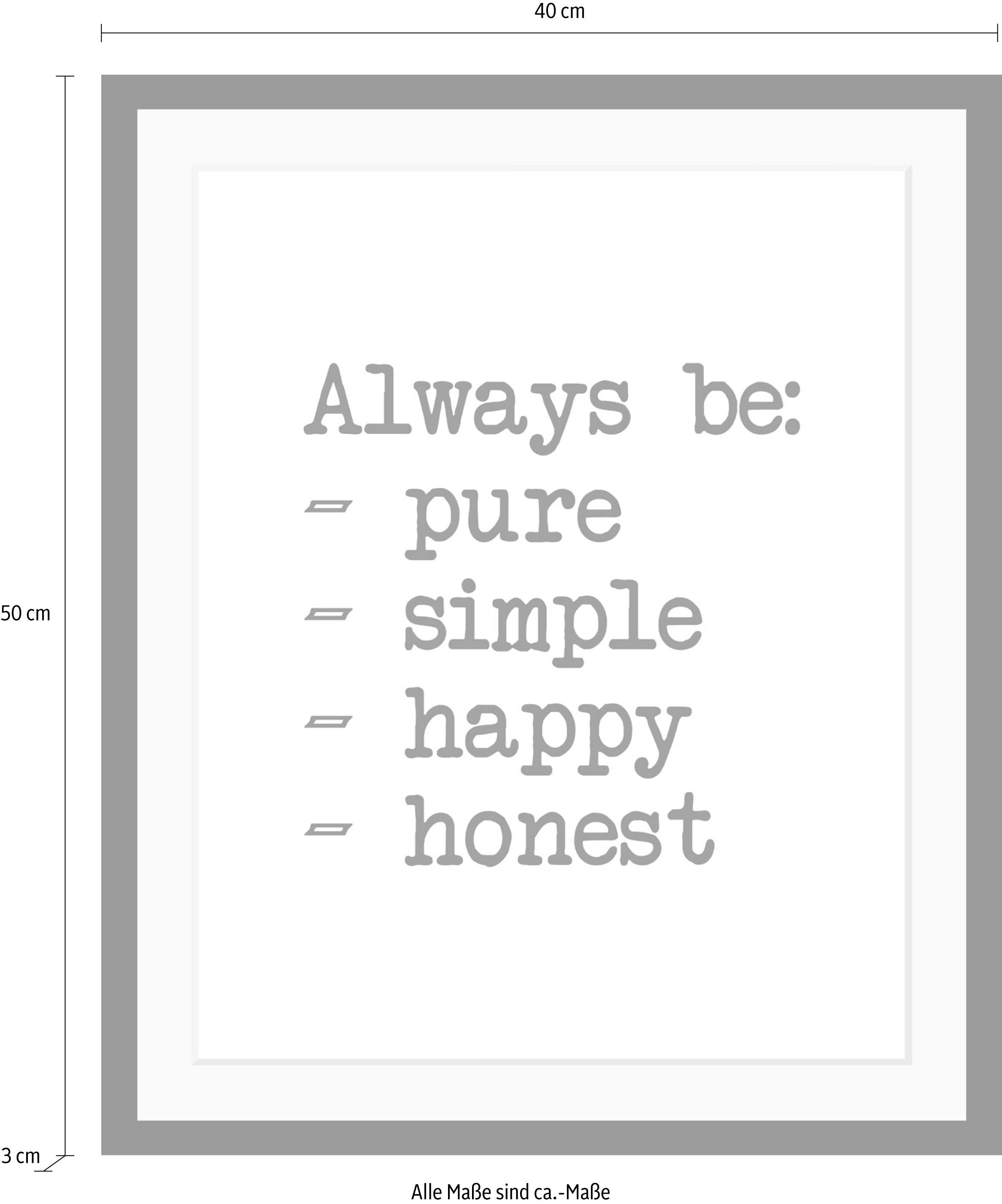 queence Bild »Aufzählung«, Schwarz-Weiß-Schriftzug-Motivationsbilder, HD Premium Poster-Druck inkl. Holzrahmen