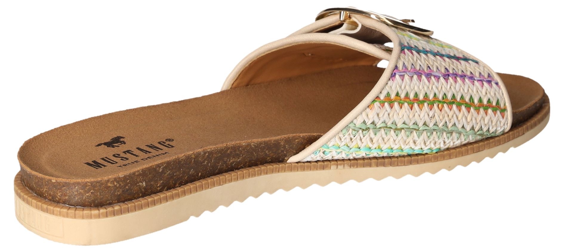 Mustang Shoes Pantolette, Flats, Sommerschuh, Sandale in Flechtoptik