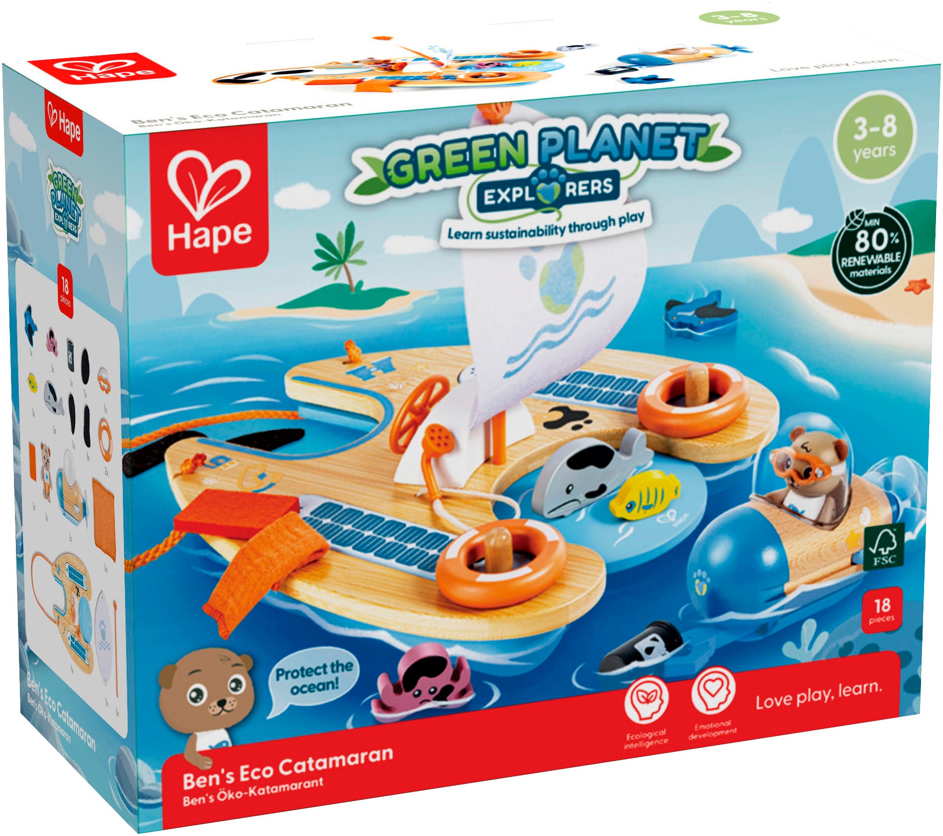 Hape Spielwelt »Green Planet Explorers, Ben’s Catamaran«