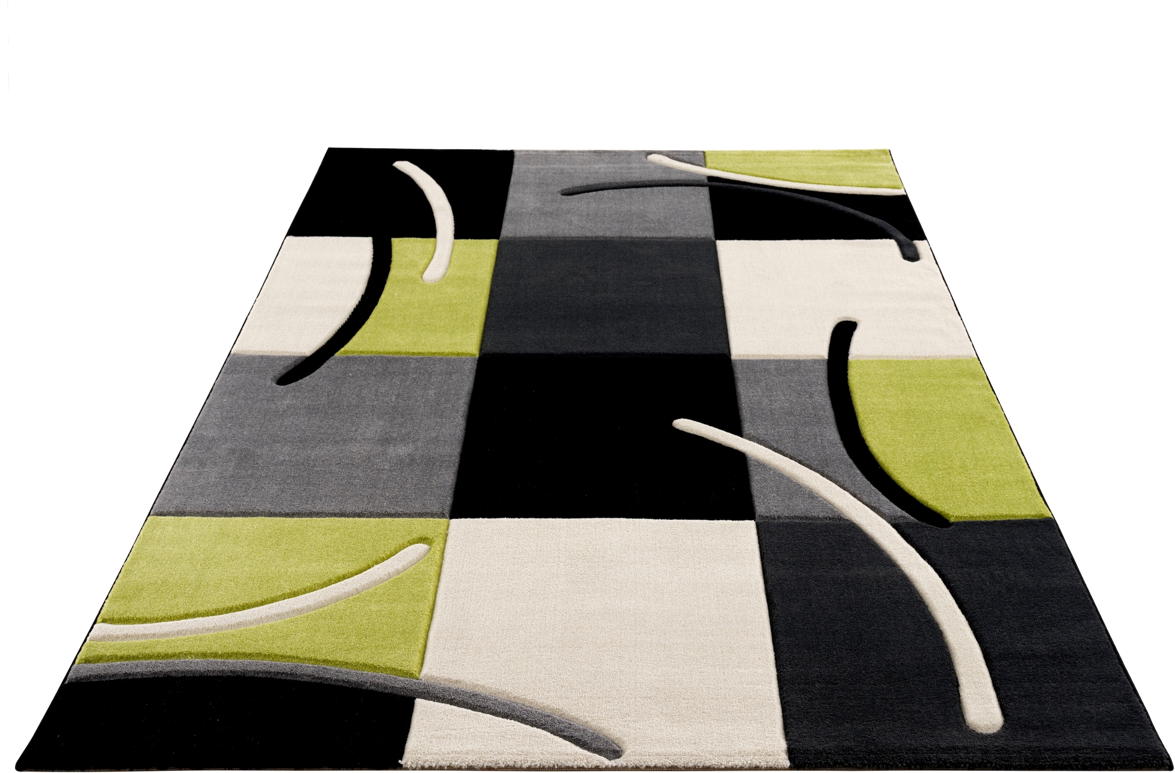 mit Wende-Teppich rechteckig, Teppich andas Konturenschnitt, im »Neele«, OTTO-Shop Wellen-Design, handgearbeitetem