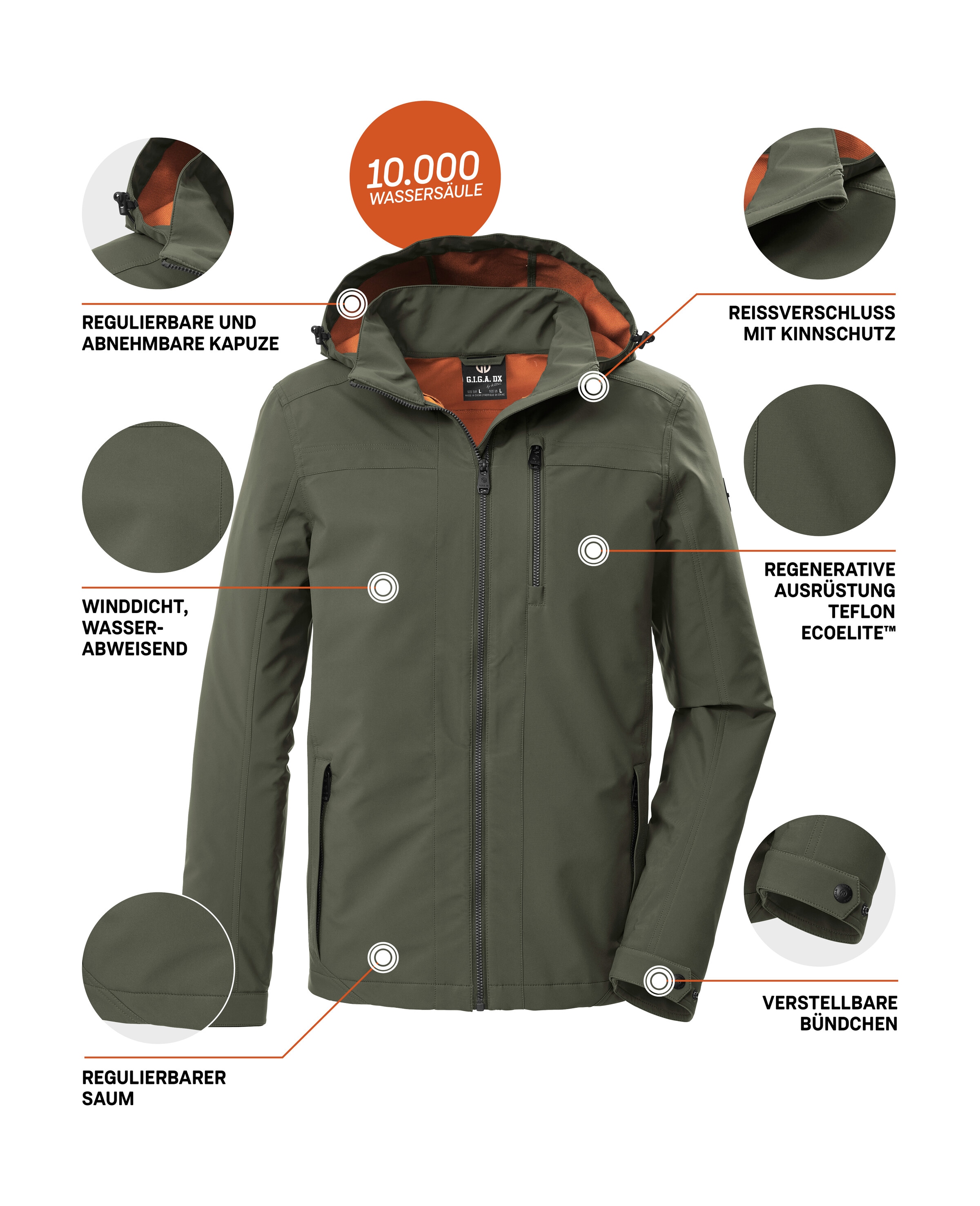 G.I.G.A. DX by killtec Softshelljacke »GS 108 MN SFTSHLL JCKT« Wasserabweisende Softshelljacke mit abnehmbarer Kapuze