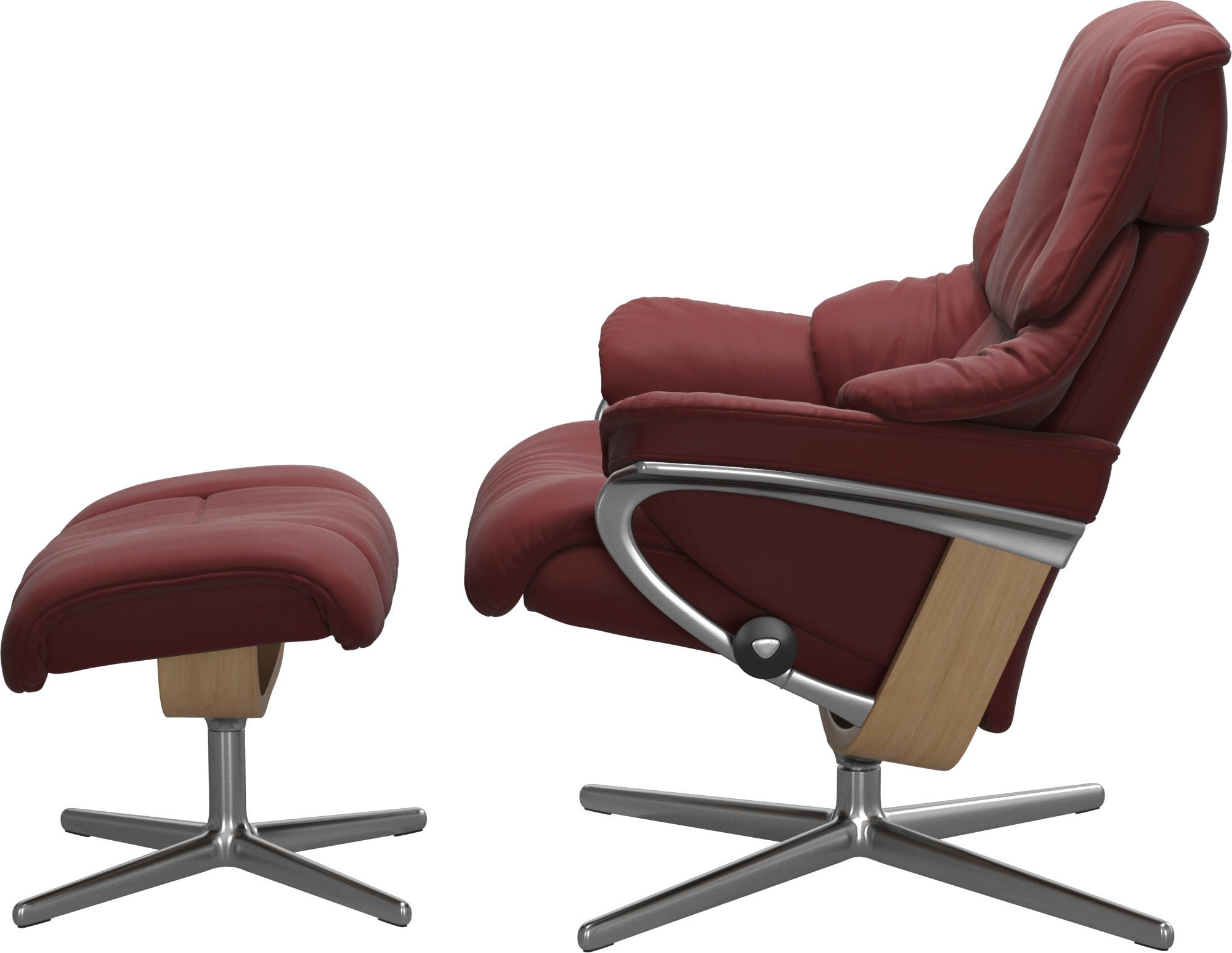 Stressless® Relaxsessel »Reno«, (Set, Relaxsessel mit Hocker), mit Hocker, mit Cross Base, Größe S, M & L, Holzakzent Eiche