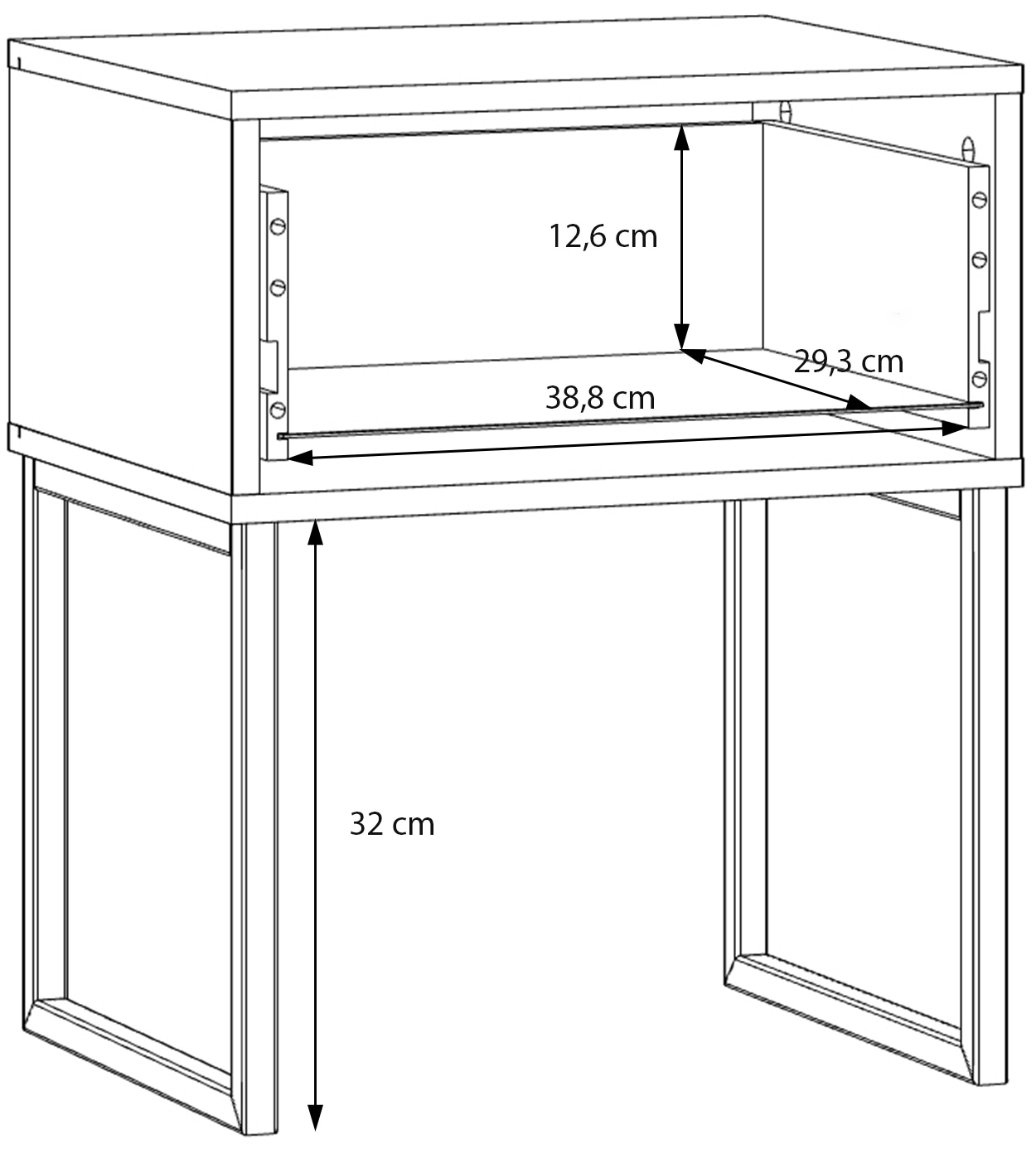 FORTE Nachtkommode »Akihisa mit Schubkasten und Metallfüßen« B/H/T 45,2/54,6/38 cm, Metallfüße, Schubkasten