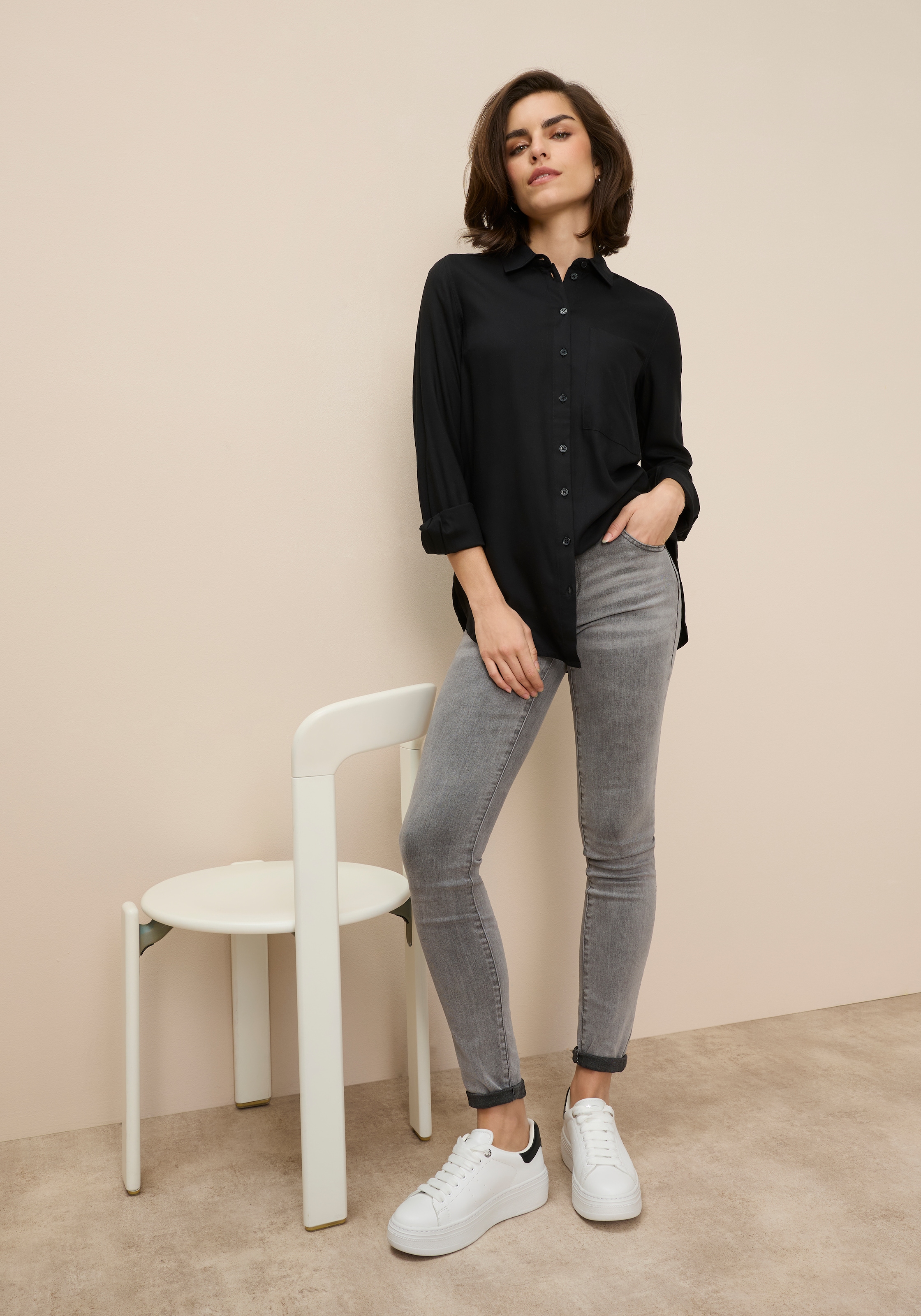 Tamaris Hemdbluse im Oversize-Look mit Taschen