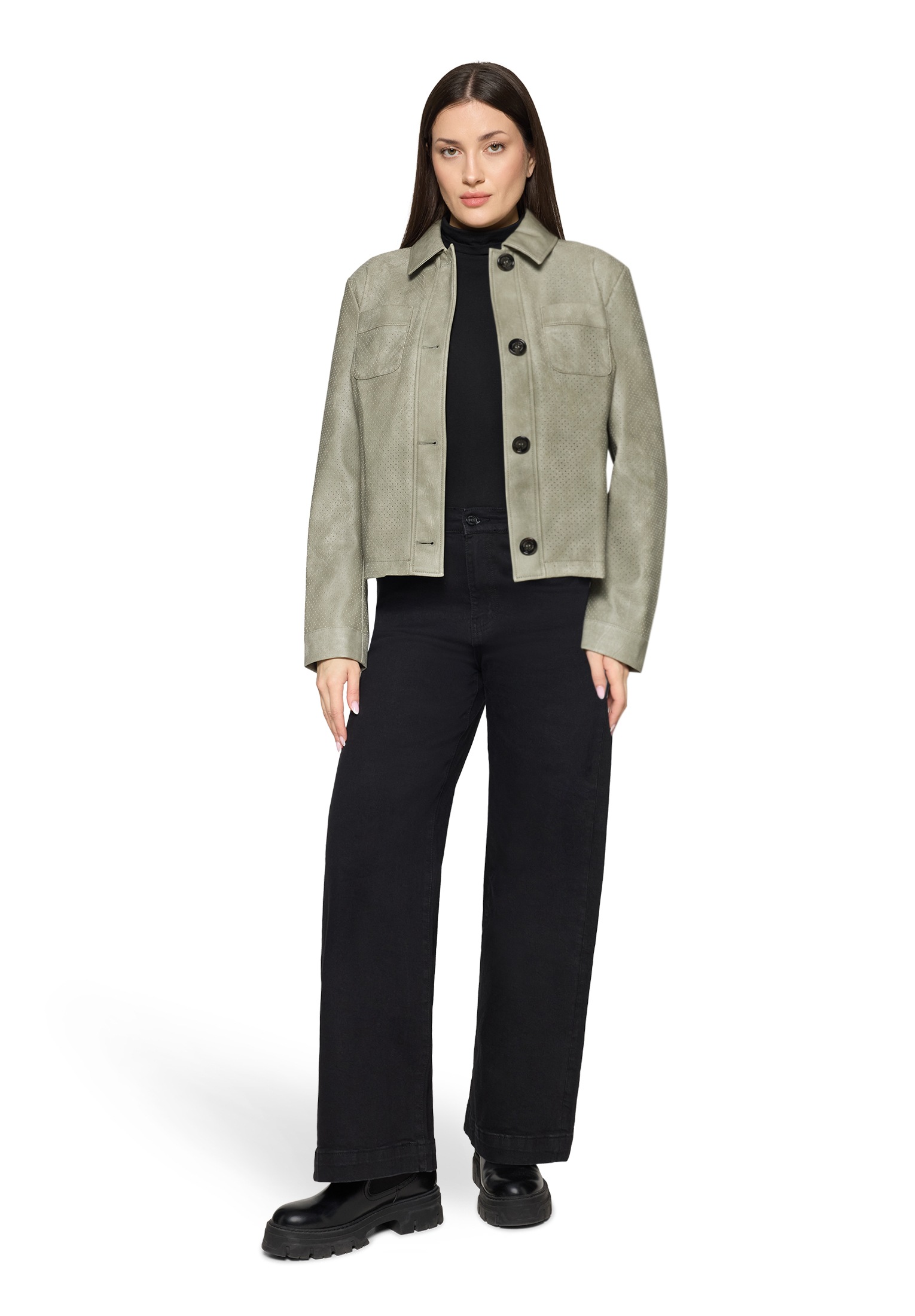 Amber & June Lederimitatjacke »Kunstleder-Jacke mit Kragen«