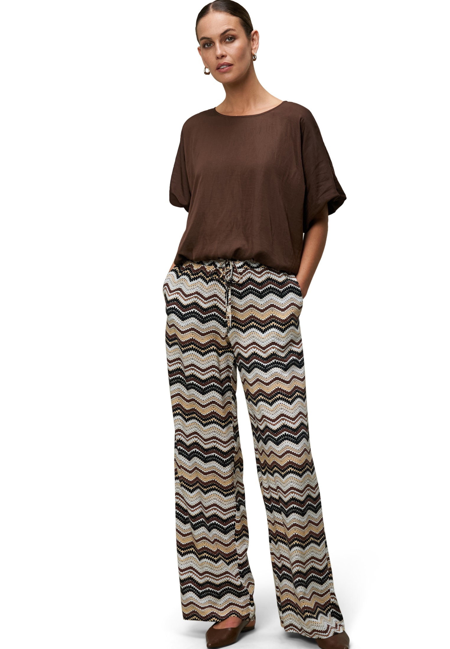Zero Stoffhose »Hose mit Zickzackmuster 30 Inch«