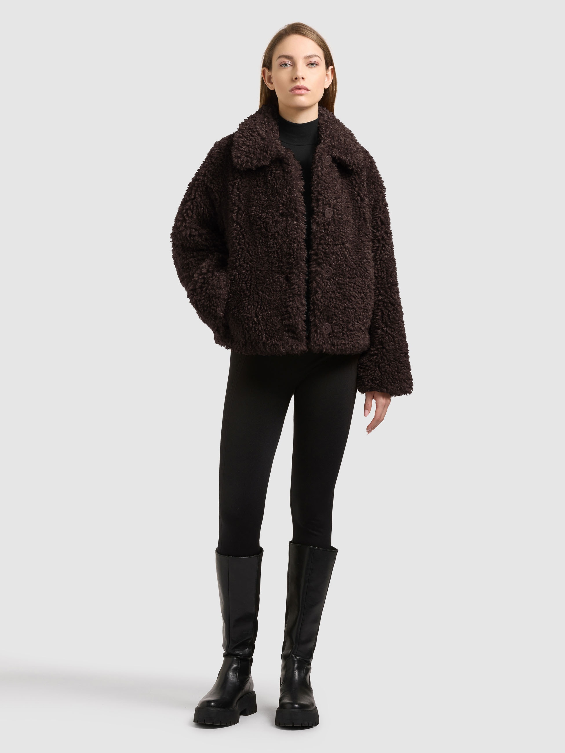 khujo Fellimitatjacke »CHAYA« 4-Knopf-Leiste