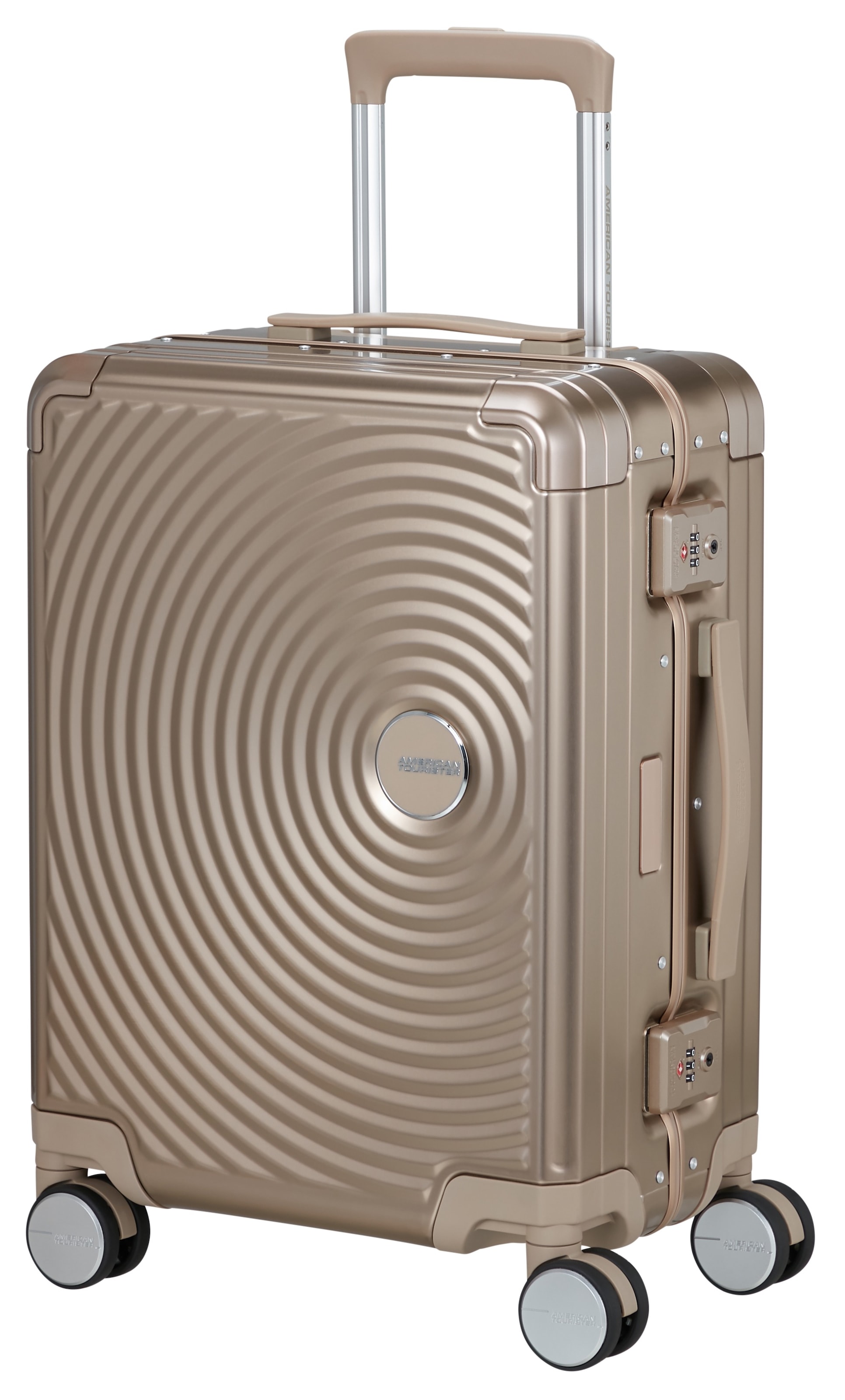 American Tourister® Hartschalen-Trolley »SOUNDBOX ALU, verschiedene Größen und Farben« 39 l 4 Rollen Hartschalen-Koffer zwei TSA-Schlösser Aluminium-Koffer
