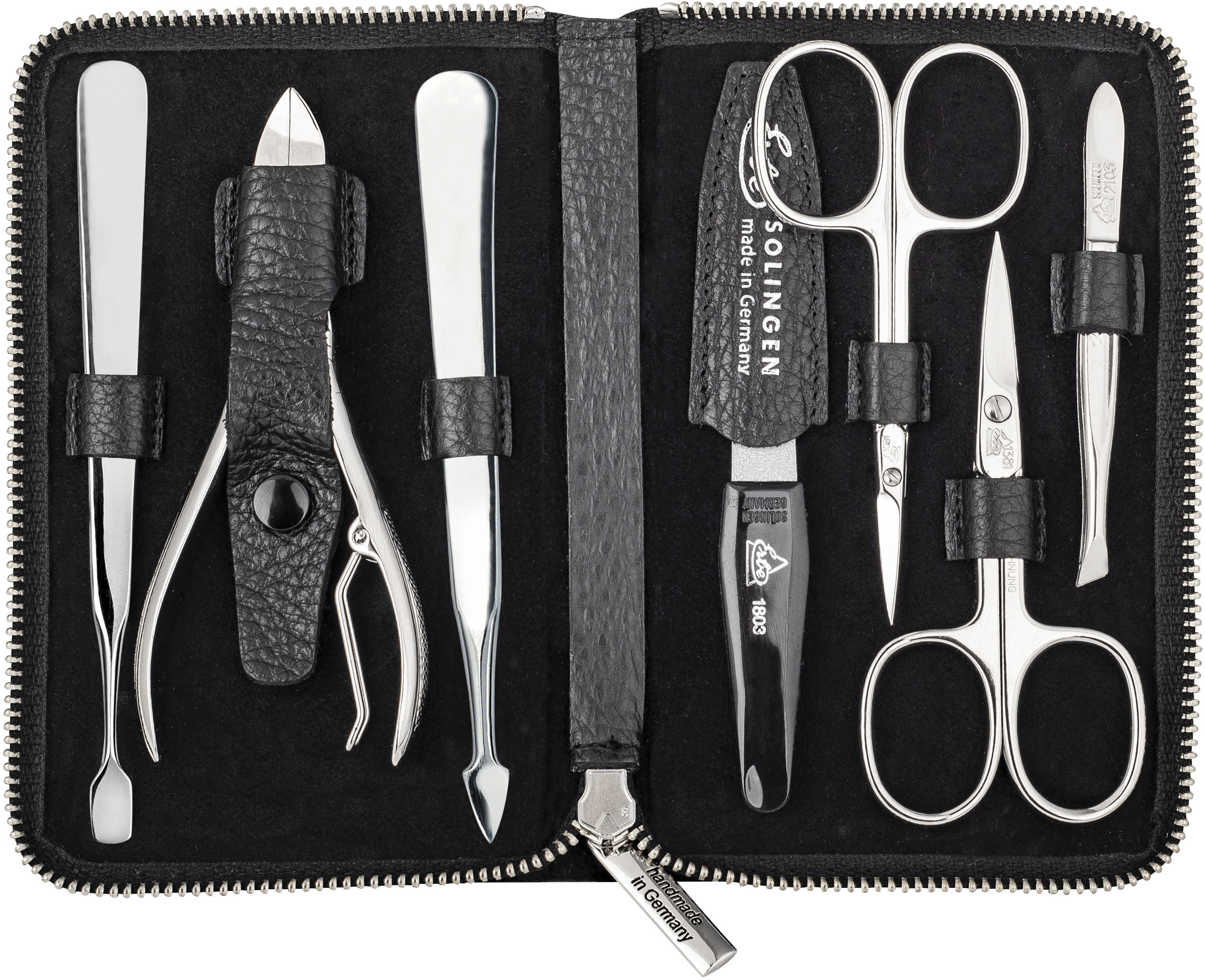 Maniküre-Etui »Lederetui mit Zippverschluss«, (7 tlg.), Rindleder