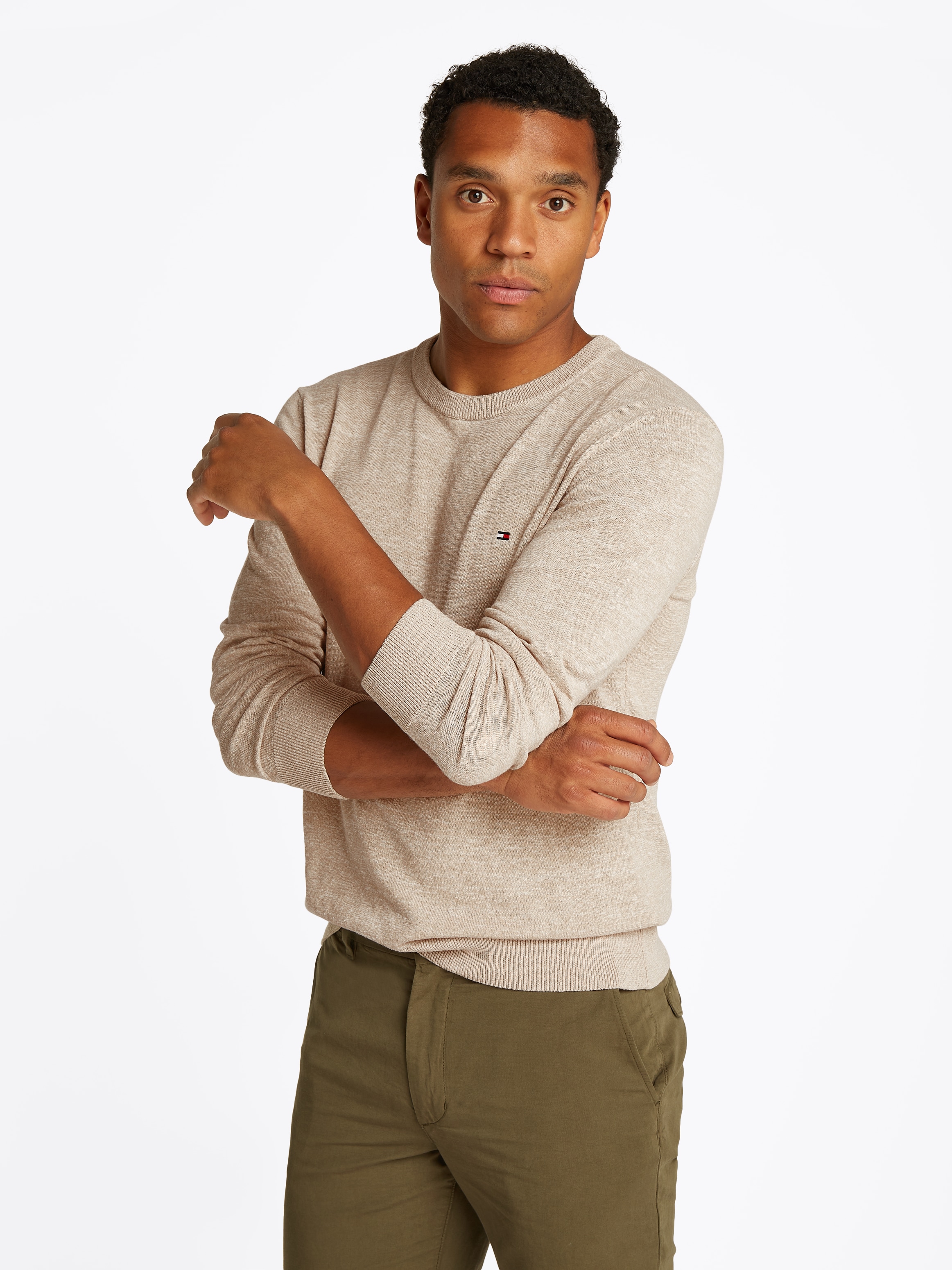 Tommy Hilfiger Rundhalspullover »COTTON LINEN CREW NECK«