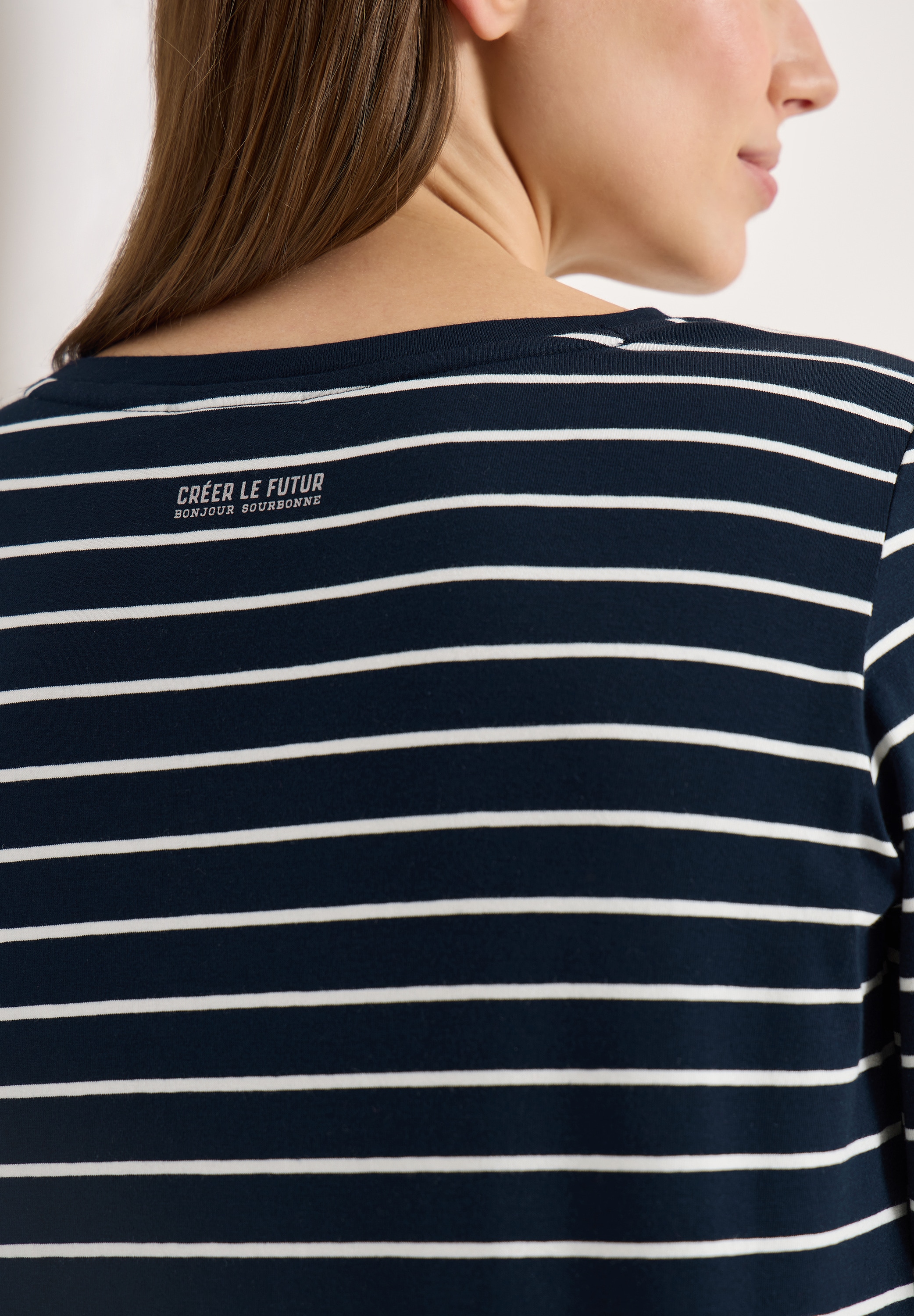 Cecil Kurzarmshirt Sommershirt mit Streifen und Wording