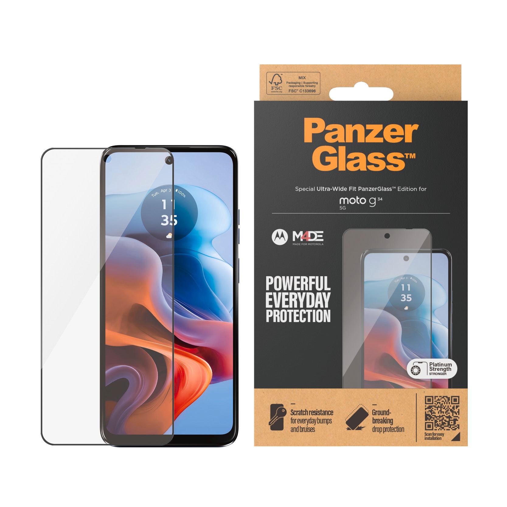 Displayschutzglas »Ultra-Wide Fit Screen Protection«, für Motorola moto g34 5G,...