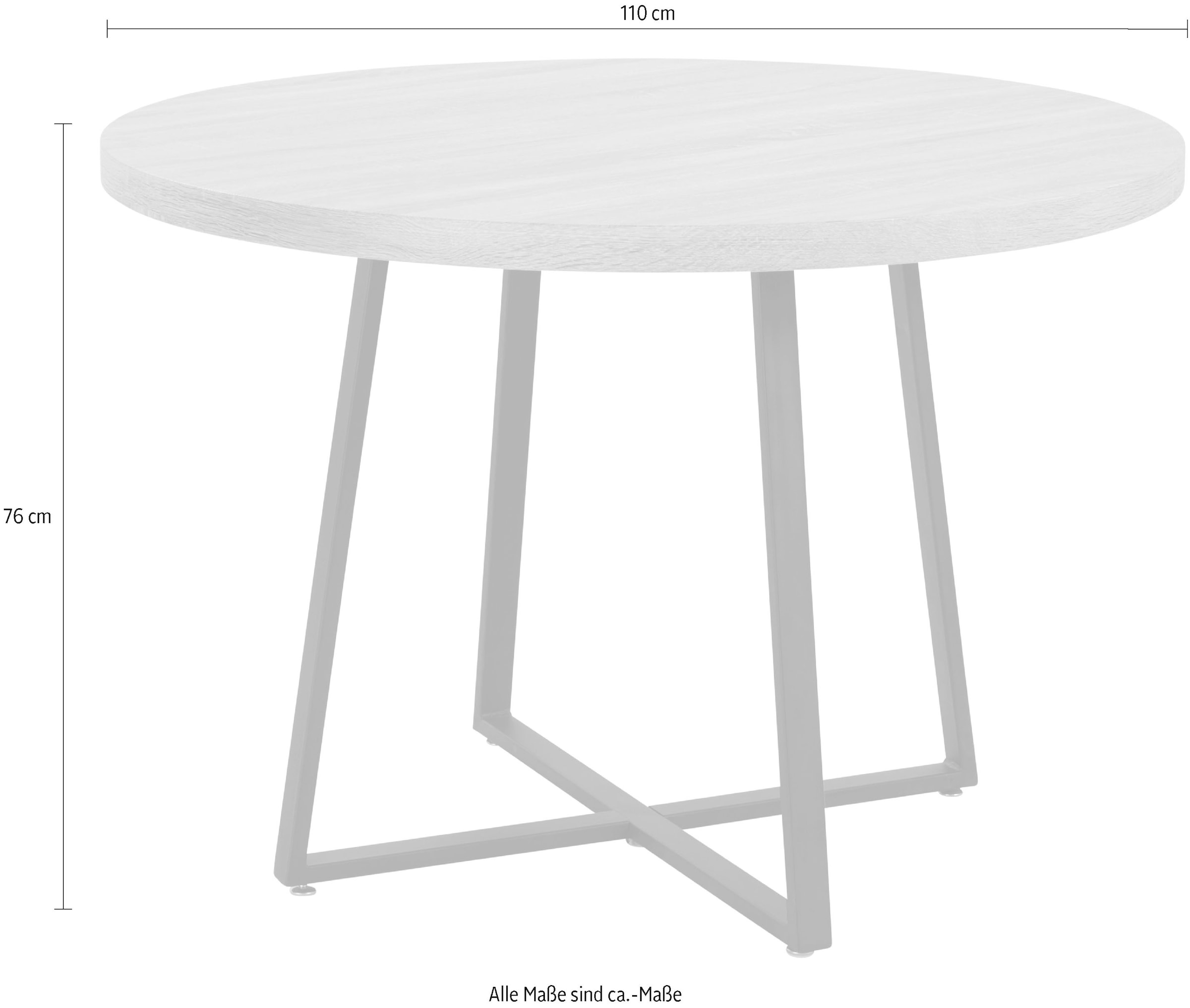Home affaire Esstisch »Anja, TOPSELLER!«, (Esstisch, Küchentisch), Durchmesser 110 cm, Skandi Design, Metallgestell