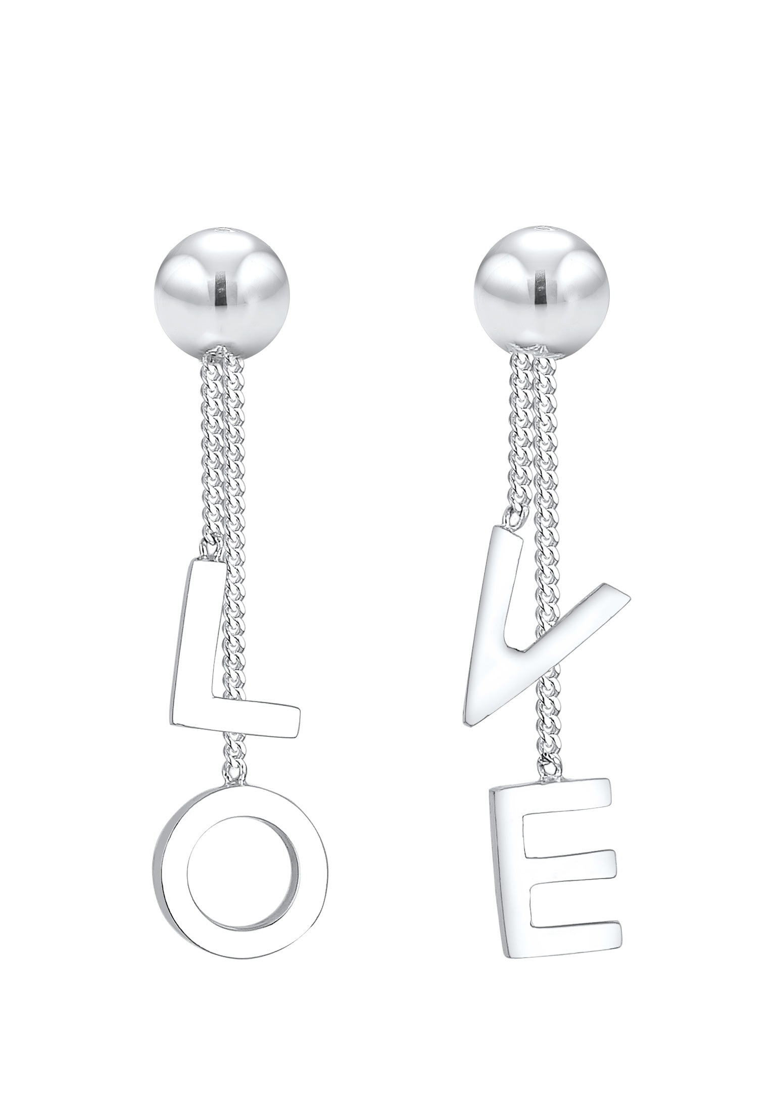 Elli Paar Ohrhänger »Ohrringe Ohrhänger kurz Love Schriftzug 925 Sterling Silber«