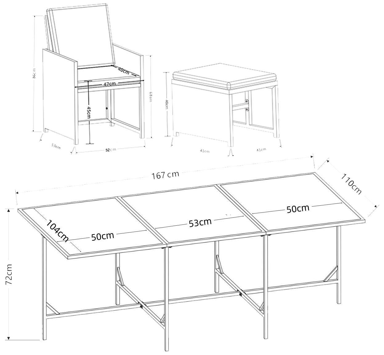 VCM Garten-Essgruppe »VCM 9-tlg Gartenmöbel Set | Sitzgruppe Essgruppe | 1xTisch, 6x Stühle, 2x Hocker | Tisch Maße ca. H. 72 x B. 170 x T. 110 cm | Rattan | Garten Set - Raloso«, (9 tlg., Raloso)