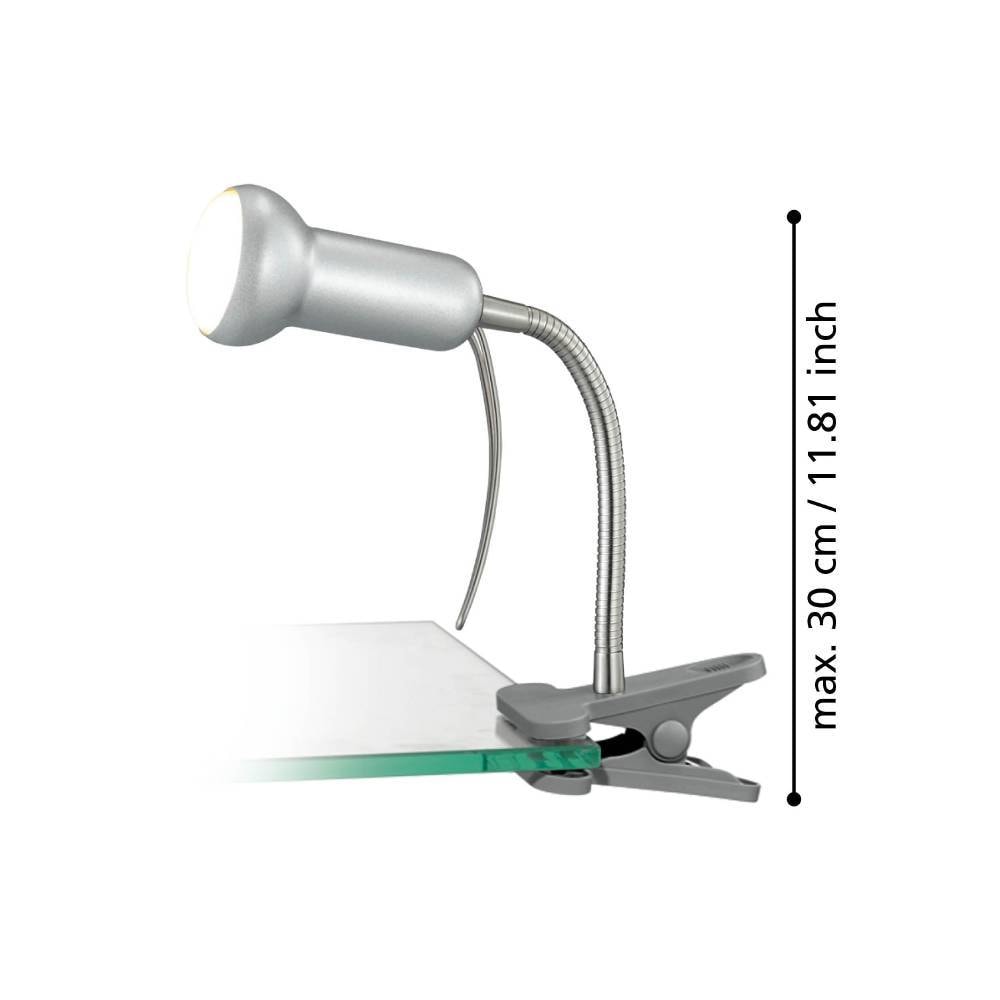 EGLO Klemmleuchte »FABIO Klemmspot, silber, exkl. Leuchtmittel E14, mit Klemme, Büro«, 1 flammig, Leuchtmittel E14 | Leuchtmittel wechselbar-ohne Leuchtmittel, Klemmlampe, Leselampe, Schalter, flexibler Leuchtenhalts, Höhe: 30cm