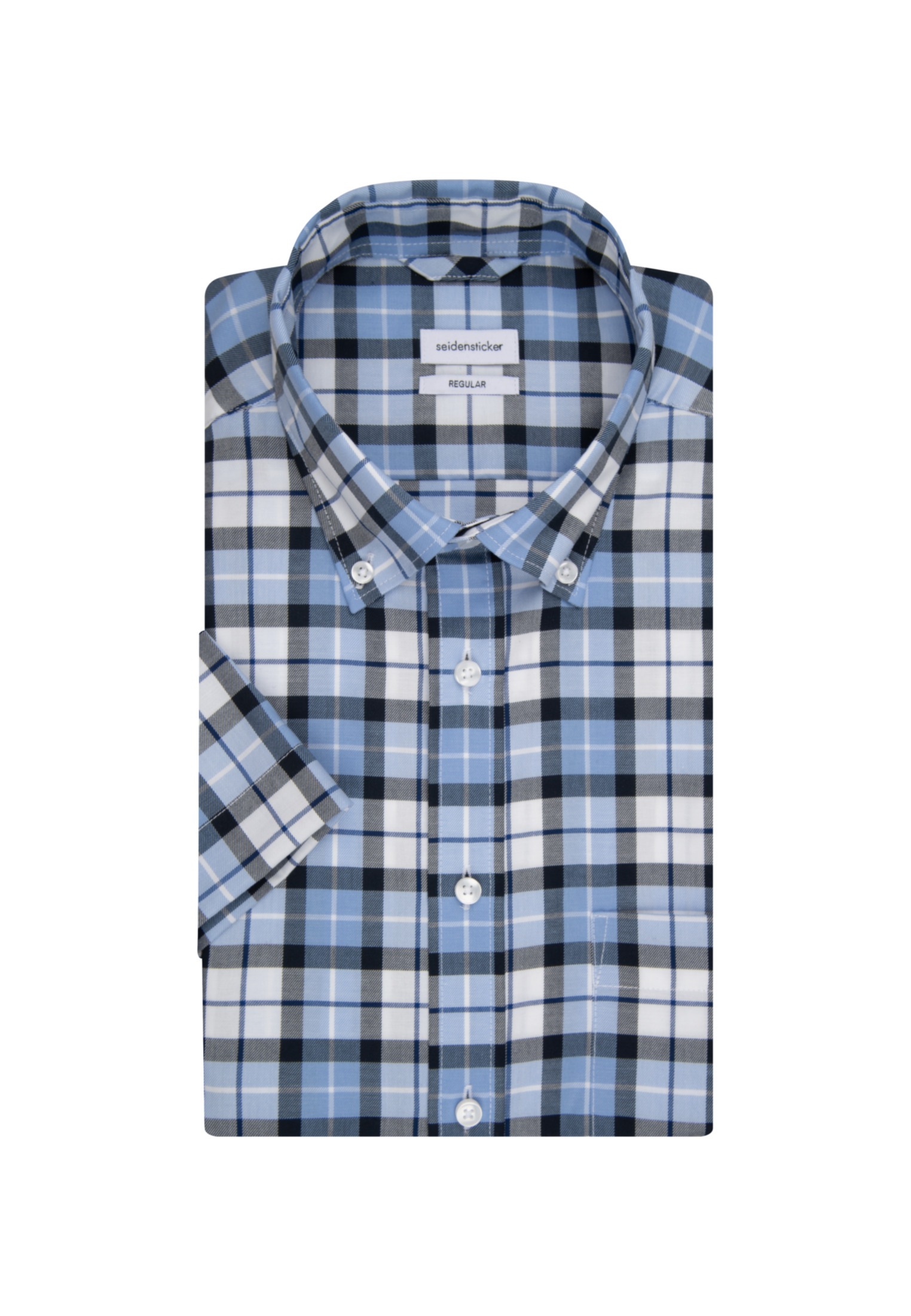 seidensticker Businesshemd »Regular«, Regular Kurzarm Button-Down-Kragen Karo