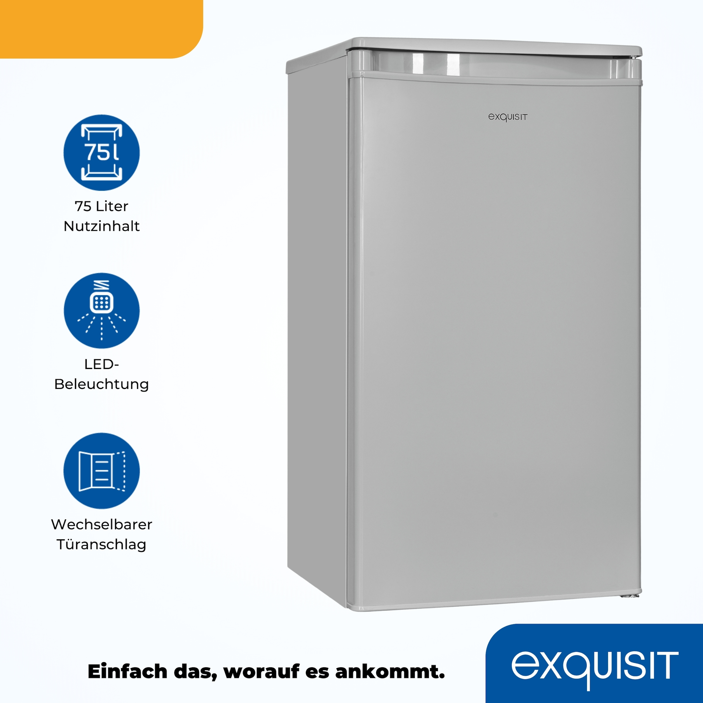 exquisit Vollraumkühlschrank »KS85-V-O91E grau«, 76 L Volumen