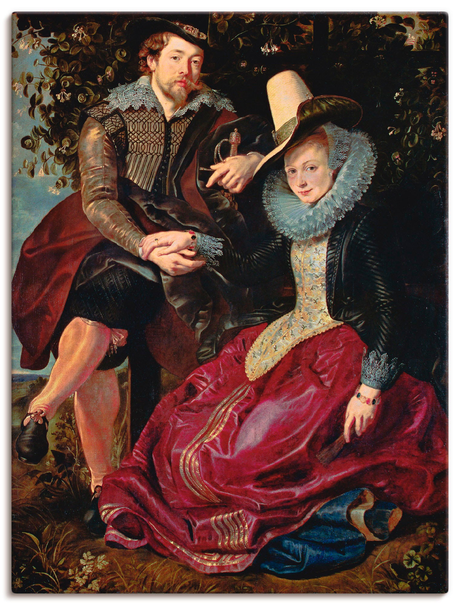 Artland Wandbild »Rubens und Frau in Geißblattlaube«, Paar, (1 St.), in vielen Größen & Produktarten -Leinwandbild, Poster, Wandaufkleber / Wandtattoo auch für Badezimmer geeignet