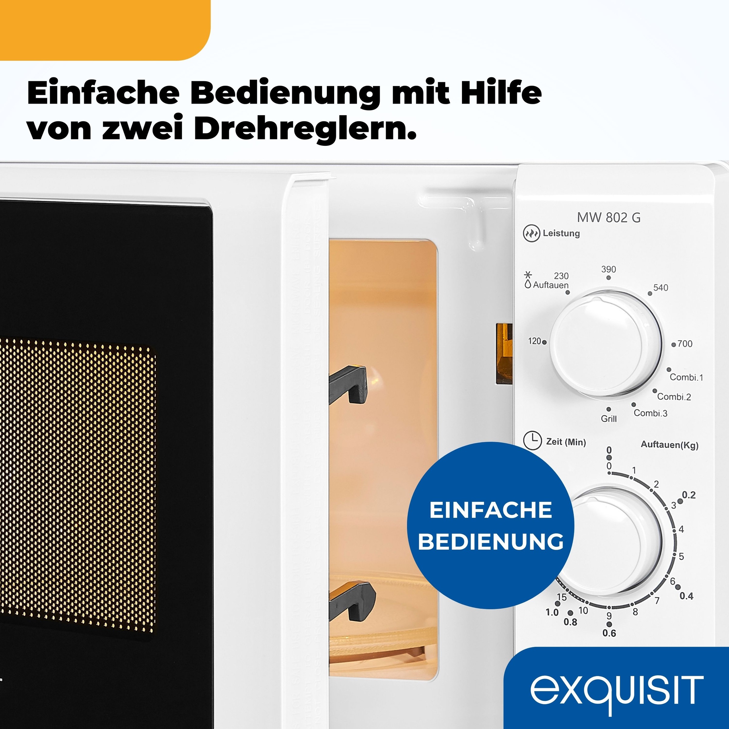 exquisit Mikrowelle »MW 900-030G weiss«, Grill-Mikrowelle, 1050 W