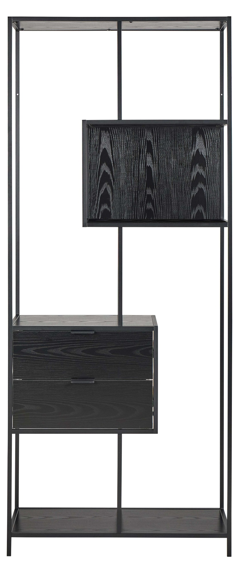 ACTONA GROUP Regal »Seaford, Standregal, Regal, Raumteiler« 77x35x185 cm,  schwarzer Stahlrahmen, 2 Schubladen, Wendemodul, Breite 77 cm